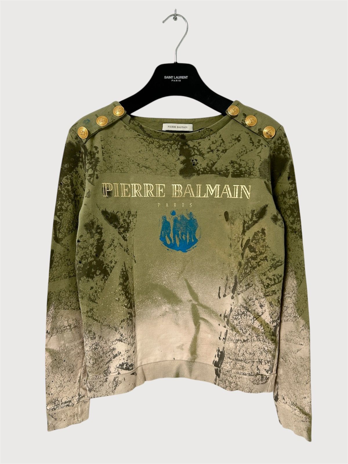 Balmain Logo Shoulder Epaulette Sweatshirt Size US S / EU 44-46 / 1 - 1 Thumbnail