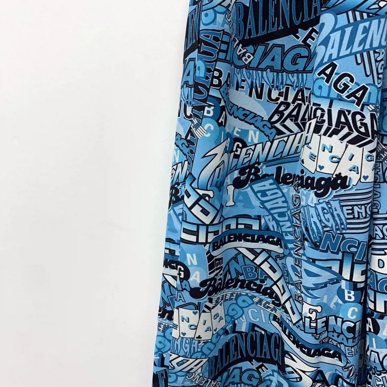 Balenciaga Balenciaga Blue logo monogrammed printed mulberry silk cas Size US 36 / EU 52 - 4 Thumbnail