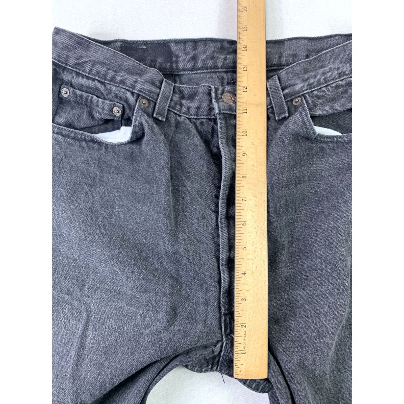Levi's vtg 90s Levis 501 Jeans USA MADE Black Fade Denim 36x34 Fit 33x32 Size US 33 - 5 Thumbnail