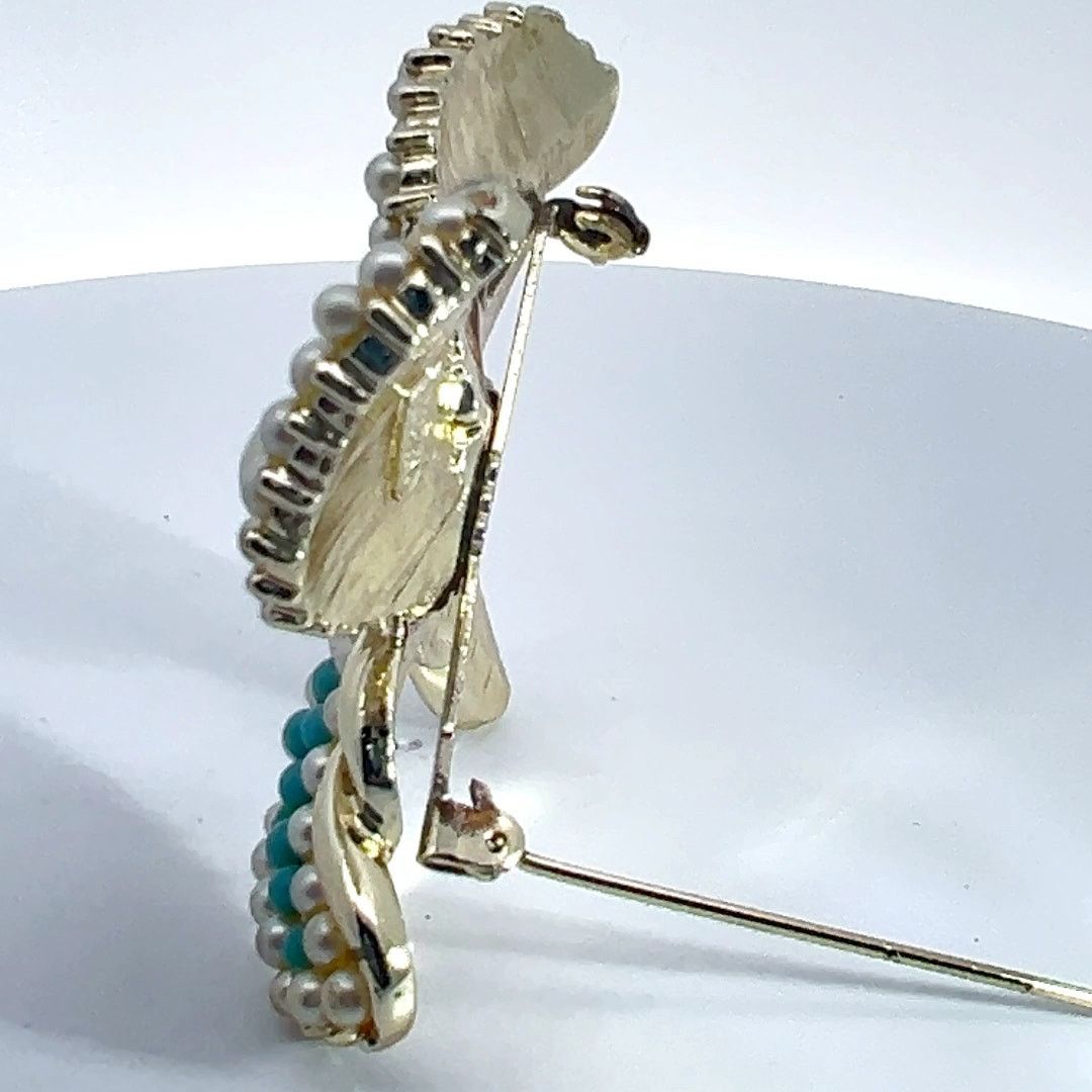 & Other Stories Florenza Elegant Faux Pearl and Turquoise Brooch Size ONE SIZE - 6 Thumbnail