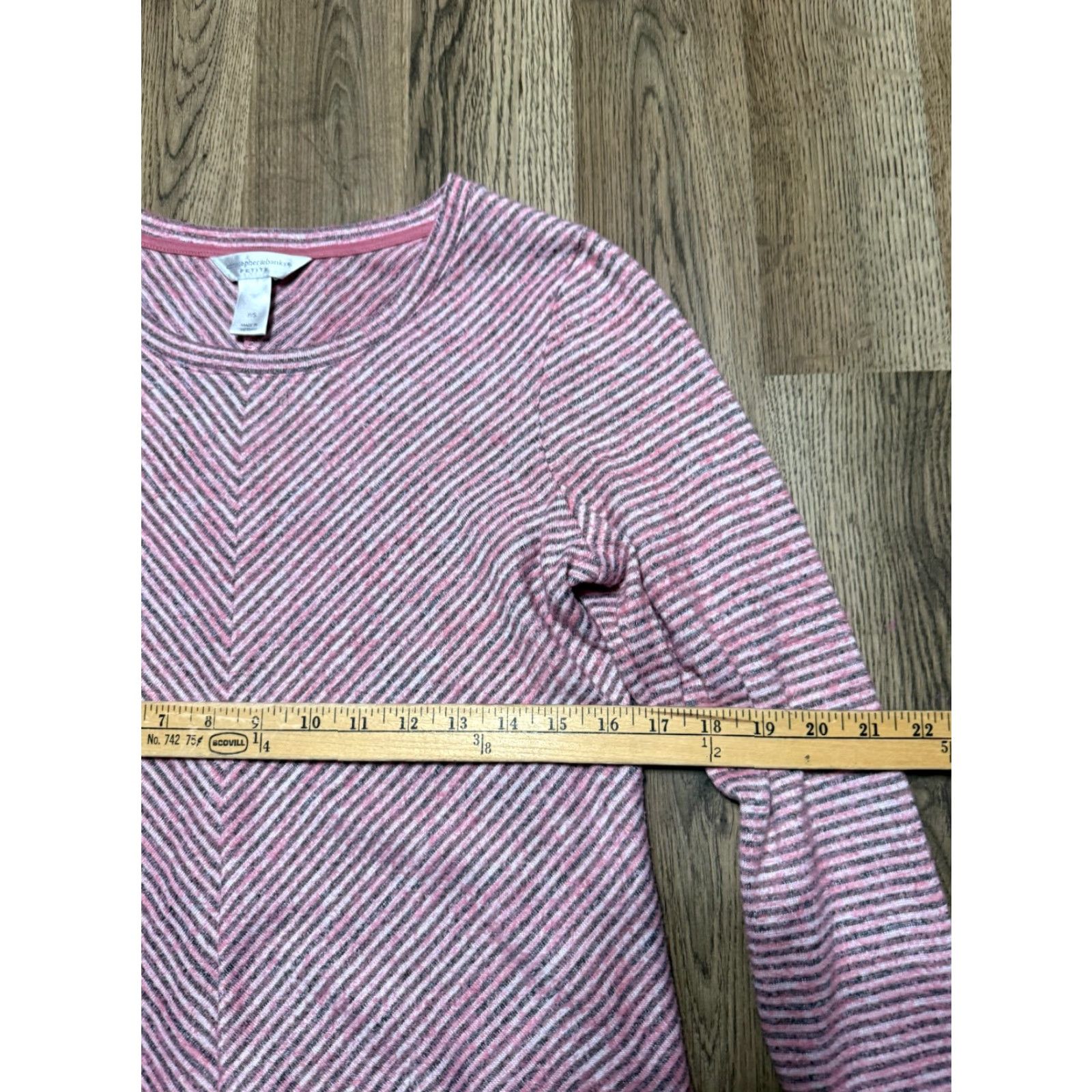 Vintage Christopher & Banks Shirt Women Petite Small Pink Grey Stripe Long Sleeve Shirt Size S / US 4 / IT 40 - 6 Thumbnail