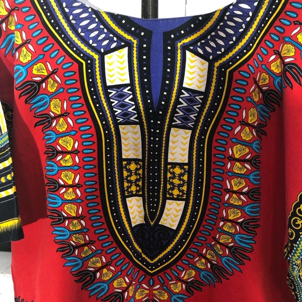 Vintage 70s hippie batik paisley red black green cotton tunic sz L Size US L / EU 52-54 / 3 - 3 Thumbnail