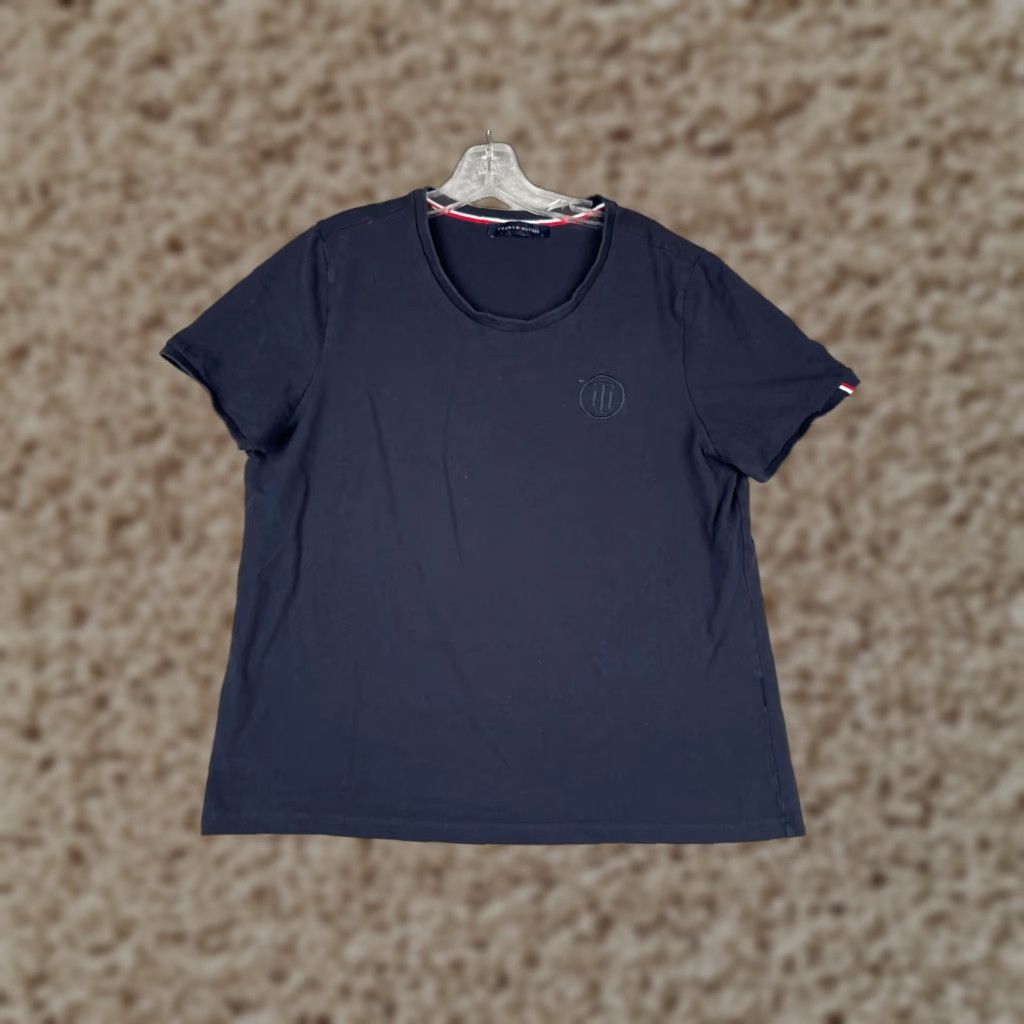 Tommy Hilfiger Tommy Hilfiger Shirt Women XL Blue Short Sleeve Crew 100% Cotton READ Size XL / US 12-14 / IT 48-50 - 1 Thumbnail
