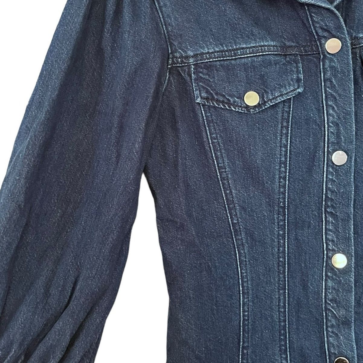 Veronica Beard Veronica Beard Evalyn Denim Puff Sleeve Shirt Dress Size S / US 4 / IT 40 - 5 Thumbnail