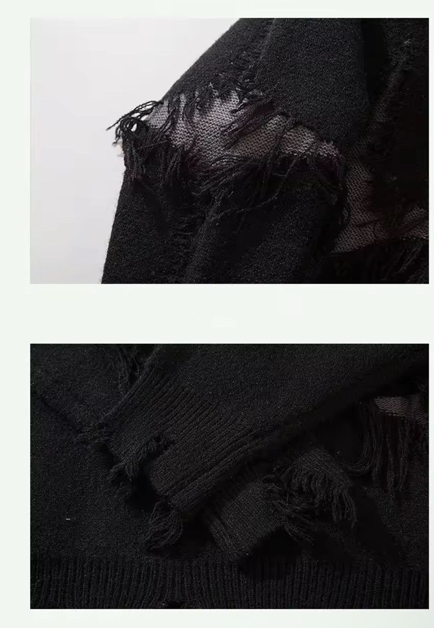 Other Streetwear Grunge Skull Ripped Sweater Jacquard Knitwear Size US M / EU 48-50 / 2 - 6 Thumbnail