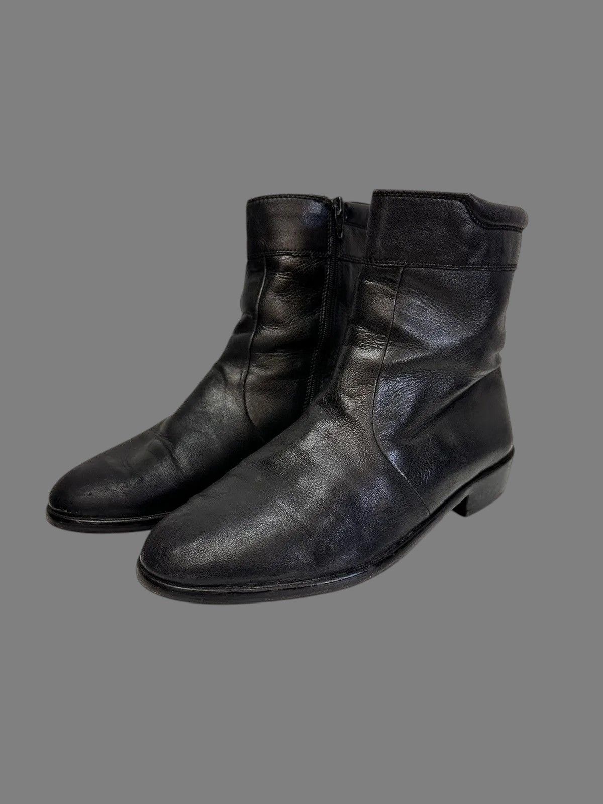 A.S.98 Black Leather Combat Boots Minimal Military Tech Style Size US 9 / IT 39 - 3 Thumbnail