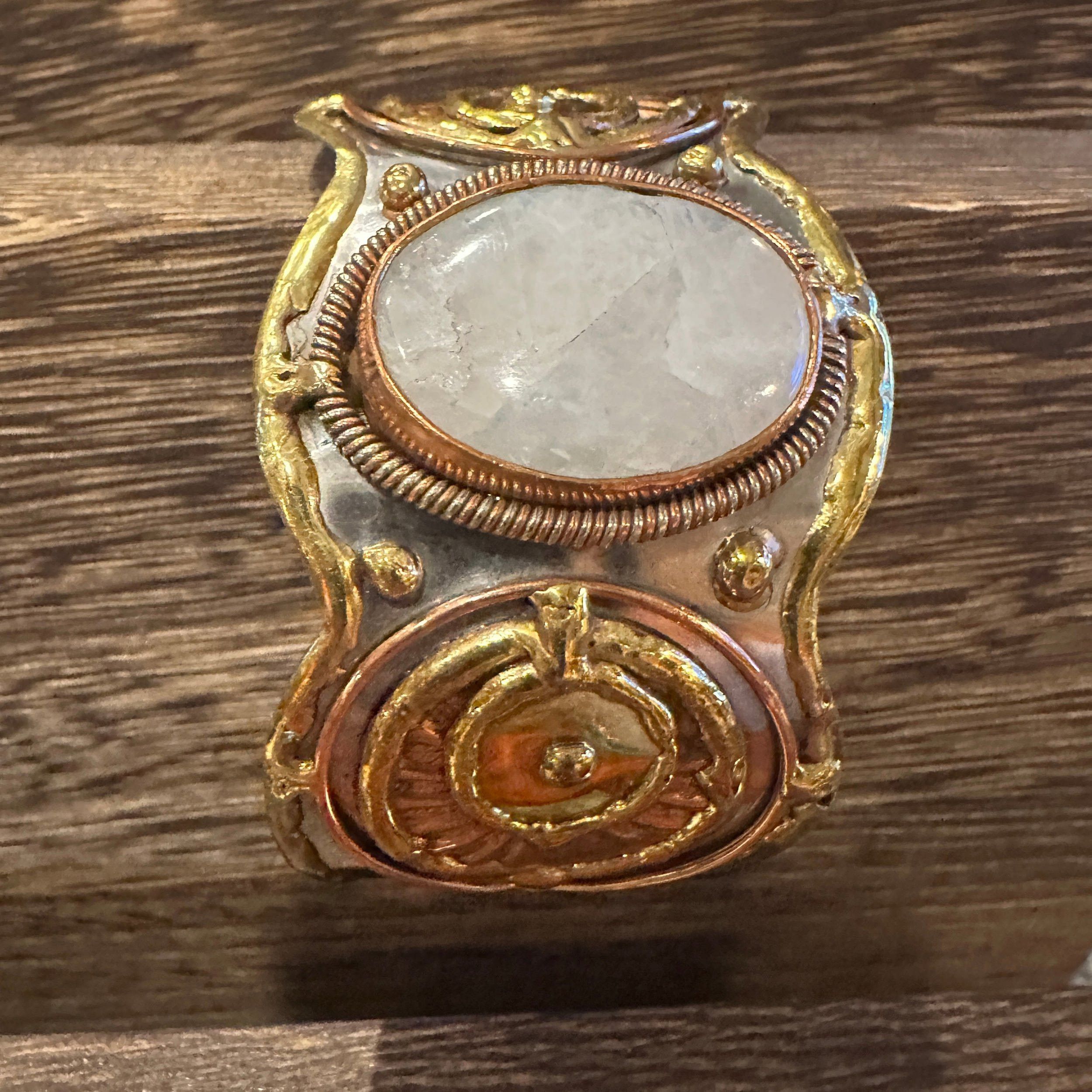 Other Artisan-Made 2-Inch Wide Cuff Bracelet with White Moonstone Size ONE SIZE - 1 Thumbnail