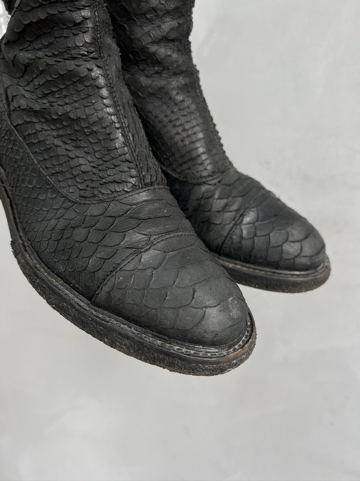 Japanese Brand Black python snake leather platform Ankle Boots Vintage Y2k Size US 7 / EU 40 - 3 Thumbnail