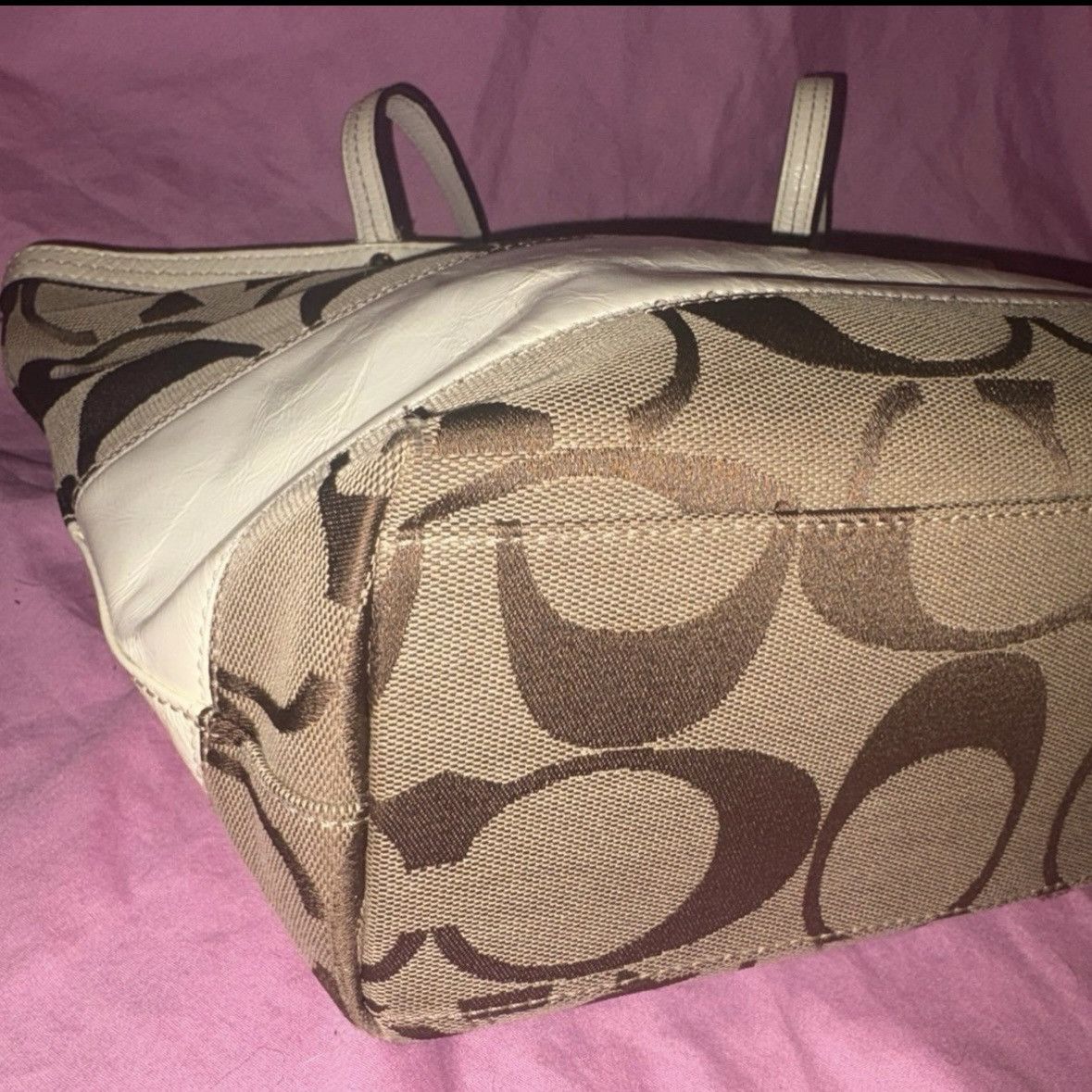 Coach Coach signature stripe White Patent Leather bag Size ONE SIZE - 5 Thumbnail