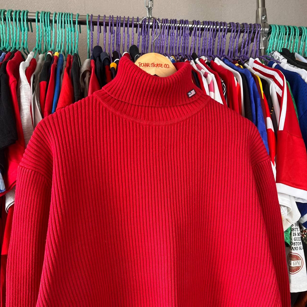 Polo Ralph Lauren 90s Polo Jeans Co Ralph Lauren Red Knit Turtleneck Sweater Size US XL / EU 56 / 4 - 2 Thumbnail