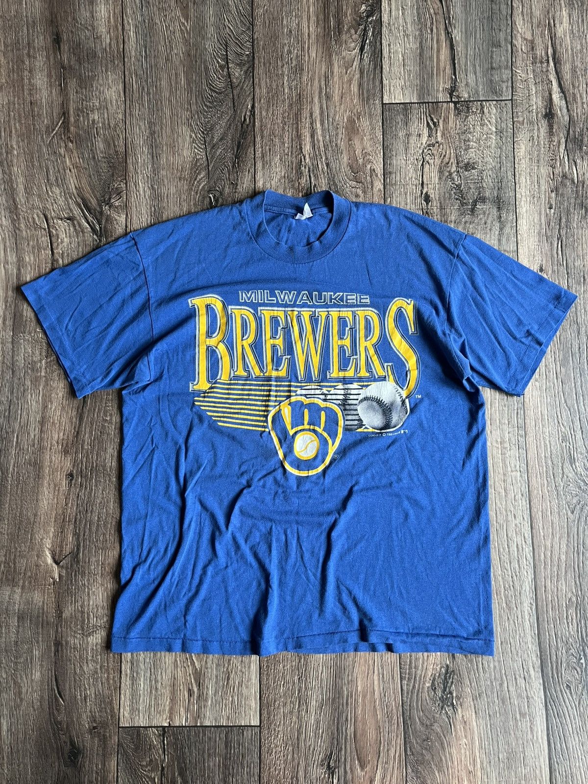 Logo 7 × MLB × Vintage Vintage 90s Logo 7 Milwaukee Brewers 1991 MLB Single Stitch Size US XL / EU 56 / 4 - 1 Thumbnail