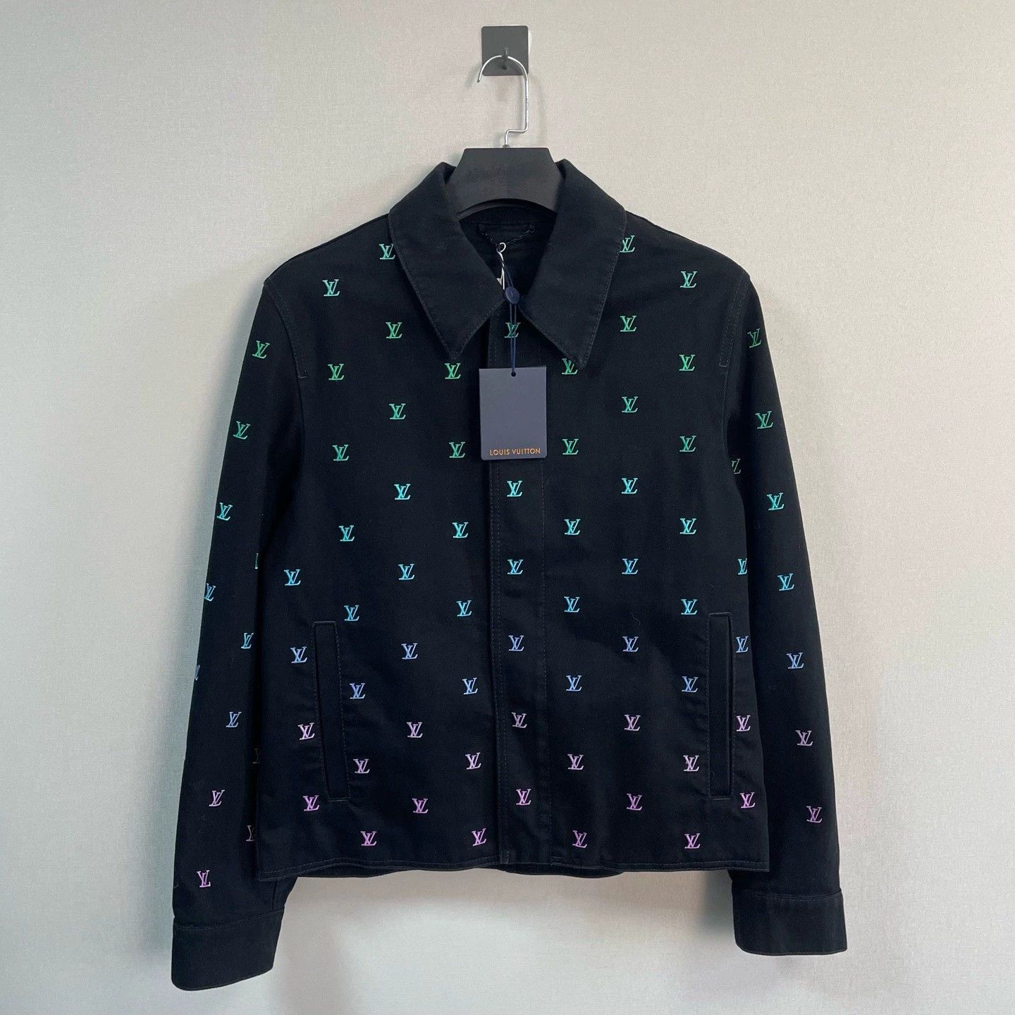 navy embroidered denim jacket by Louis Vuitton