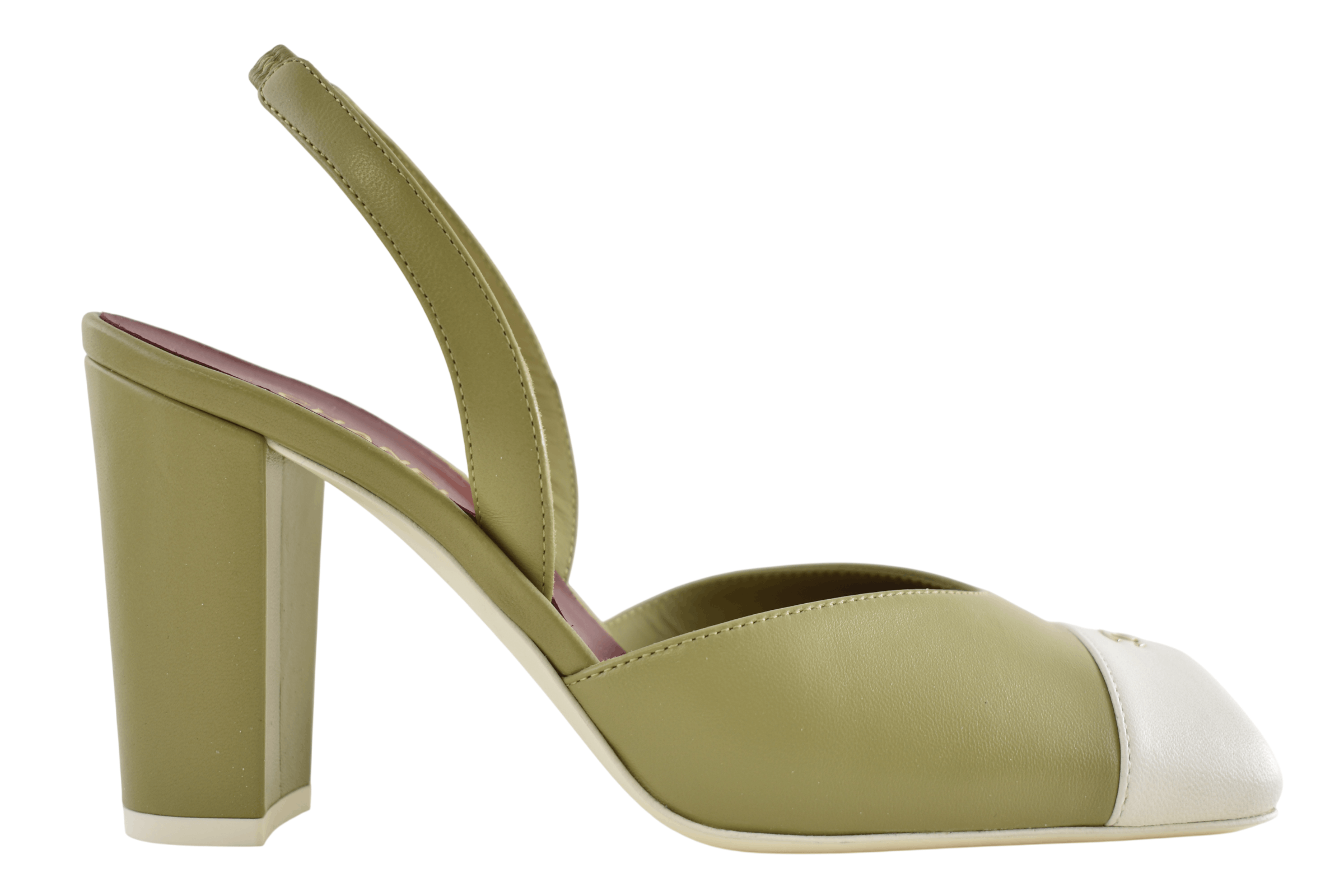 Chanel 26S Blazy Khaki Ivory Square Slingback Block Heel Pump 36.5 Size US 6.5 / IT 36.5 - 1 Thumbnail