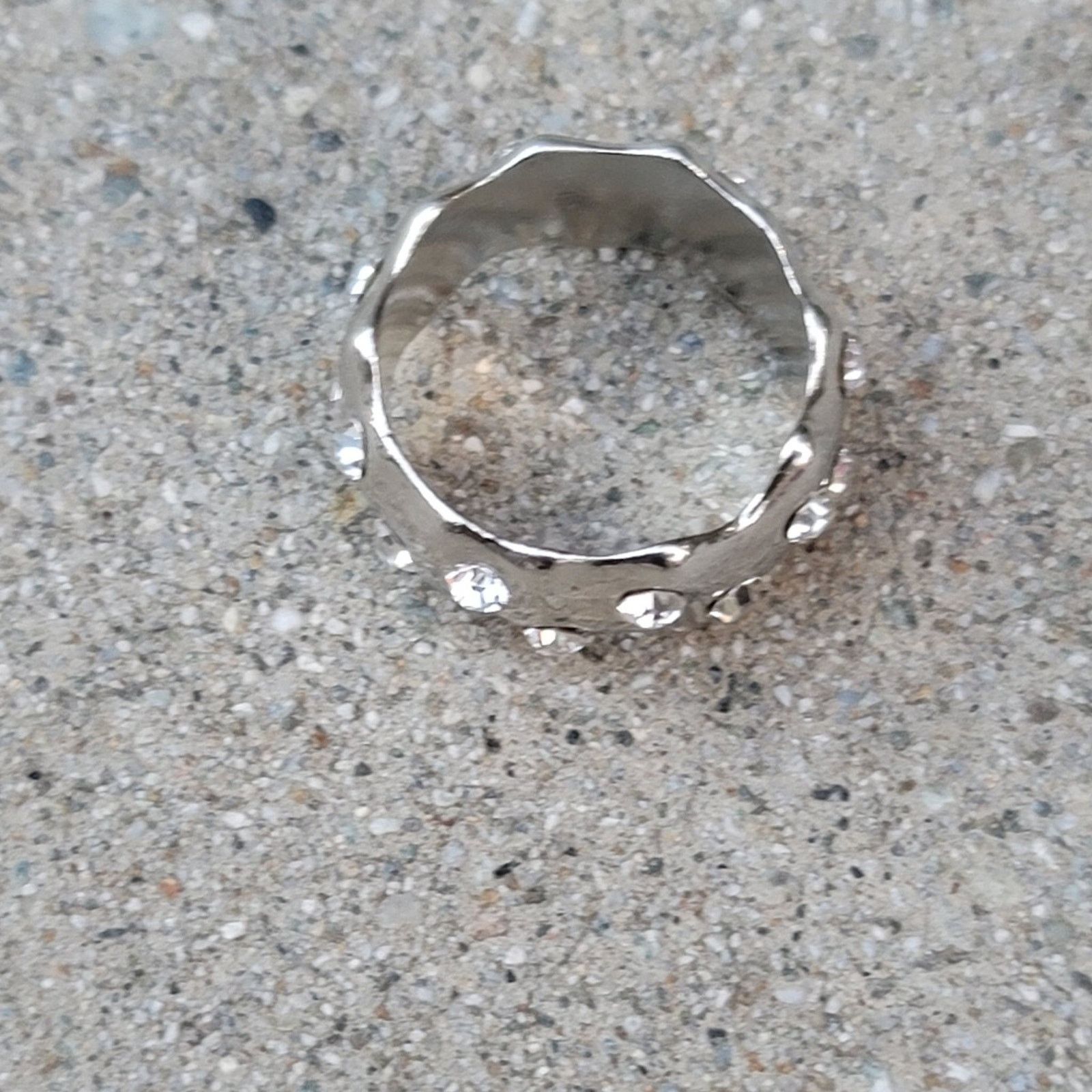 The Unbranded Brand Silver Tone Rhinestone Ring Size ONE SIZE - 3 Thumbnail