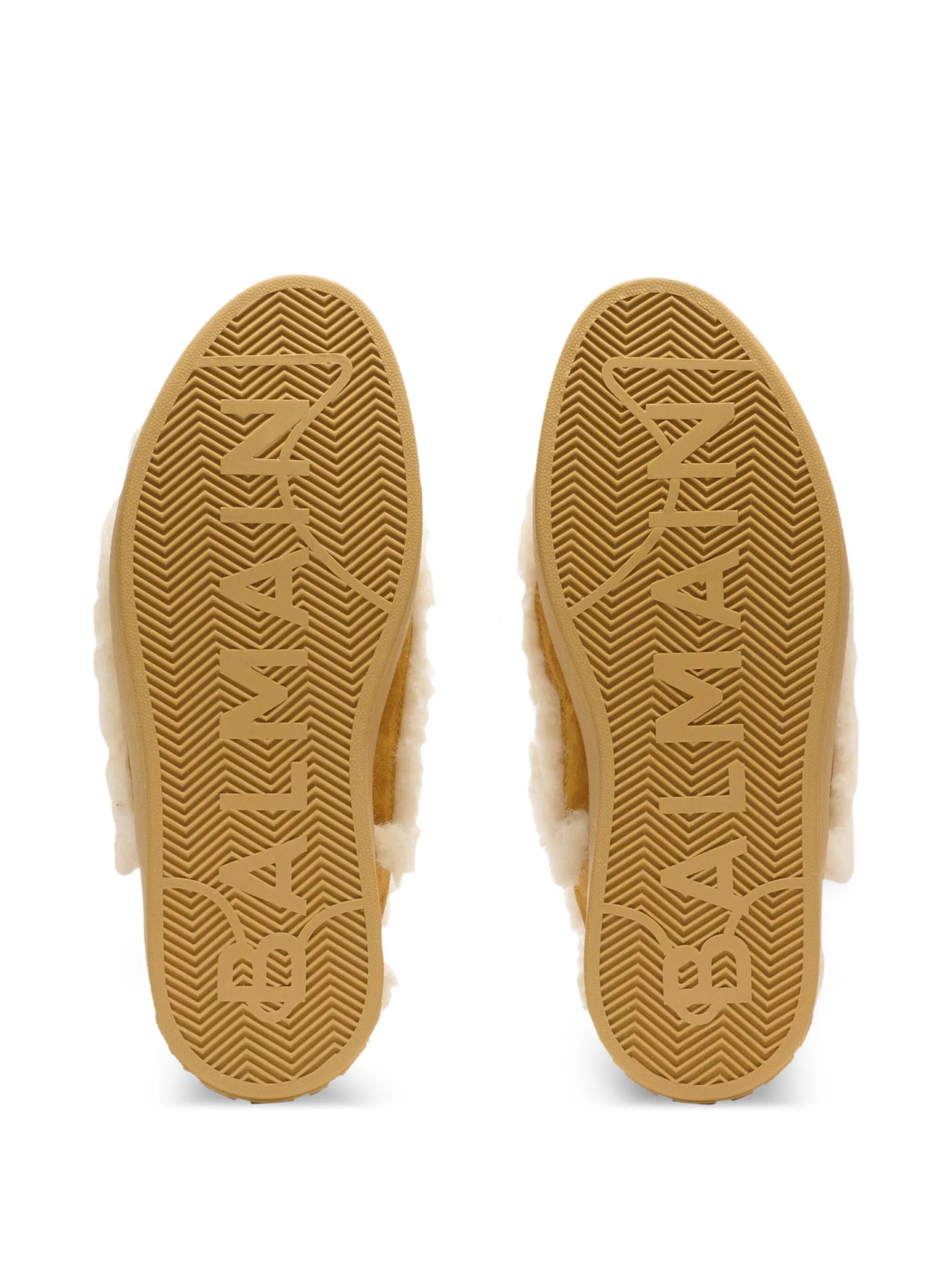 Balmain o1mt1gz0326 Shearling Suede Low-Top Sneakers in Brown Size US 10 / IT 40 - 4 Thumbnail