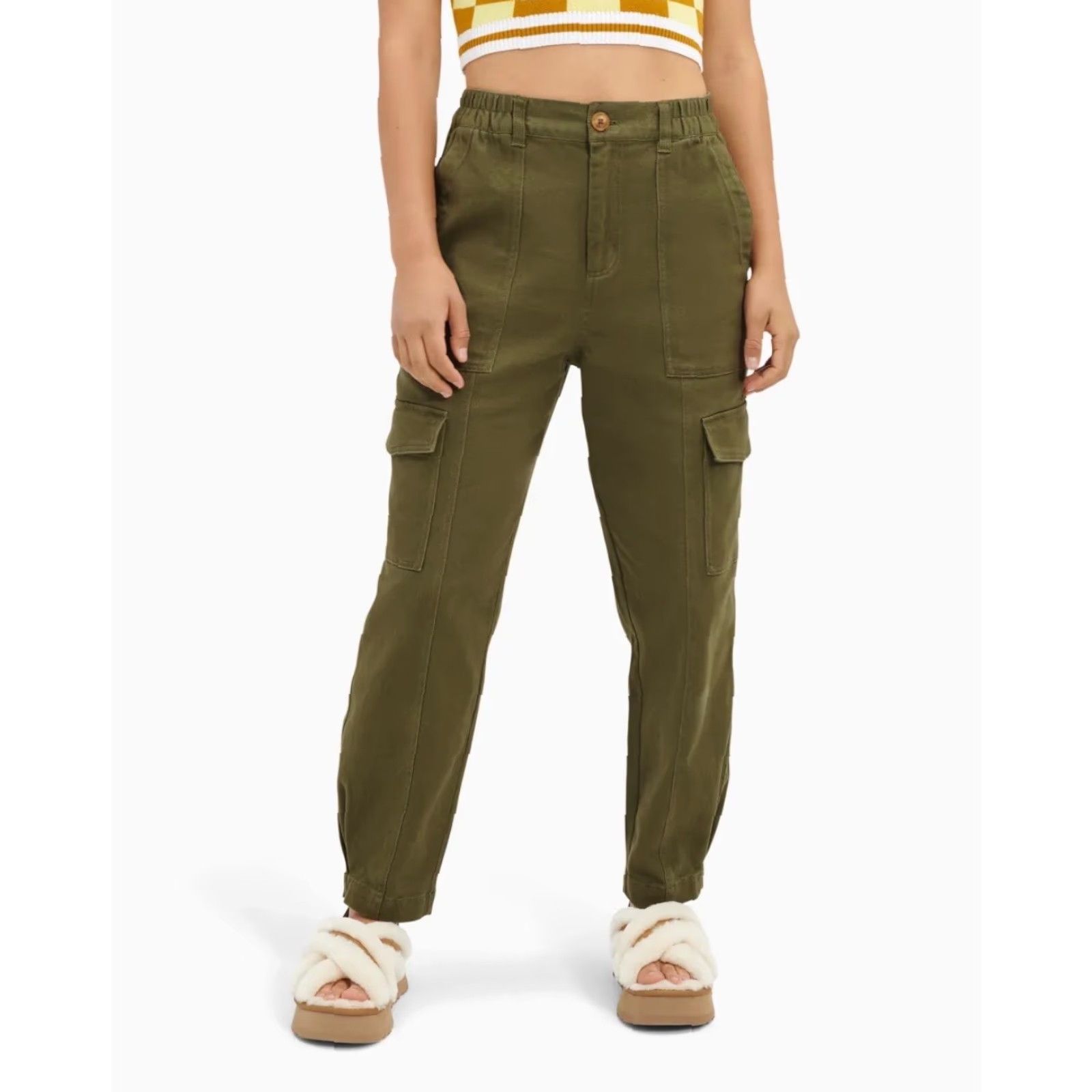 Ugg UGG Kensley Cargo Pant XS Women Slim Leg Green 36" Inseam Cargo Pockets Zipper Elastic Waistband NWT Size 26" / US 2 / IT 38 - 8 Thumbnail