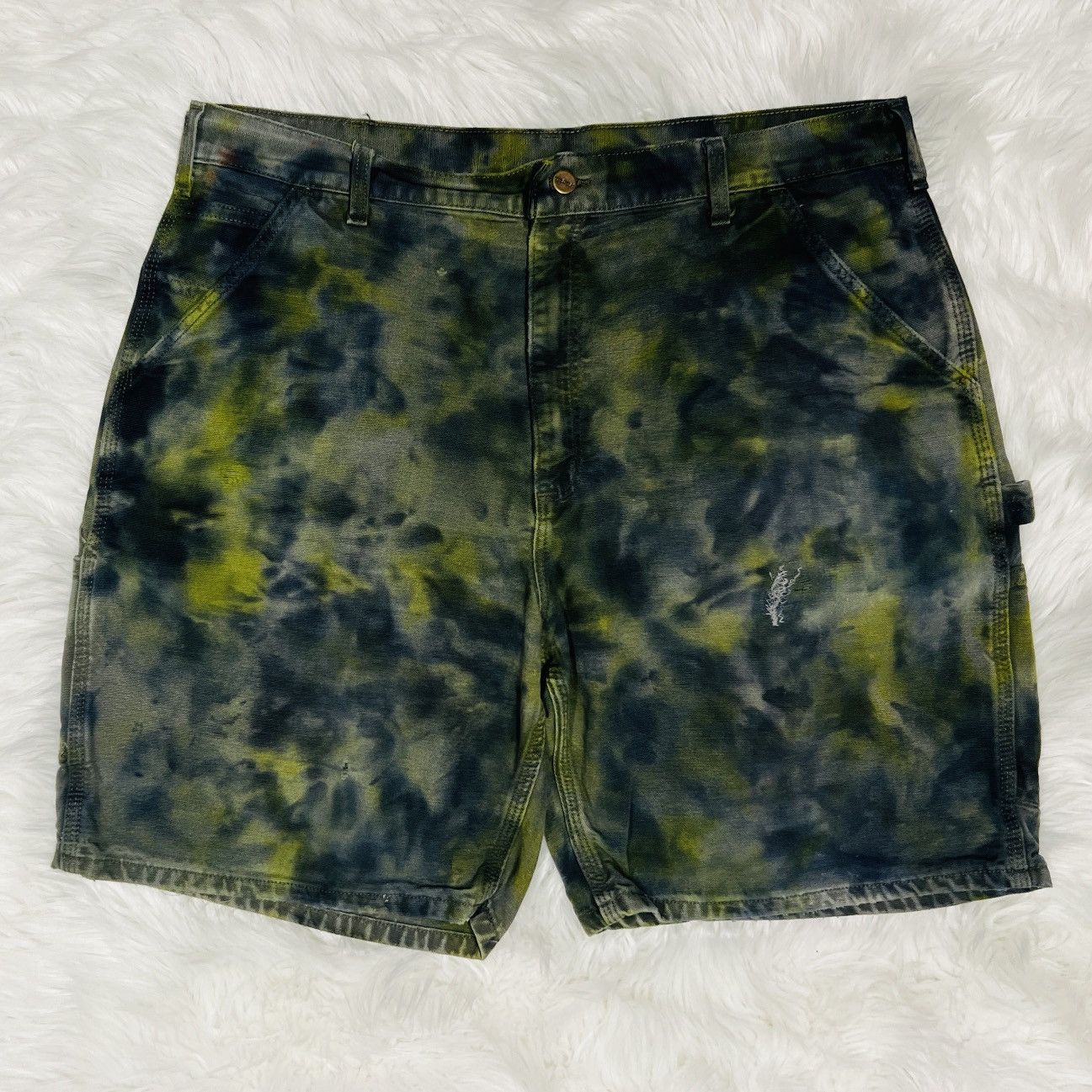 Carhartt Vintage CARHARTT Carpenter Shorts - Upcycled Green Tie Dye Size US 36 / EU 52 - 3 Thumbnail