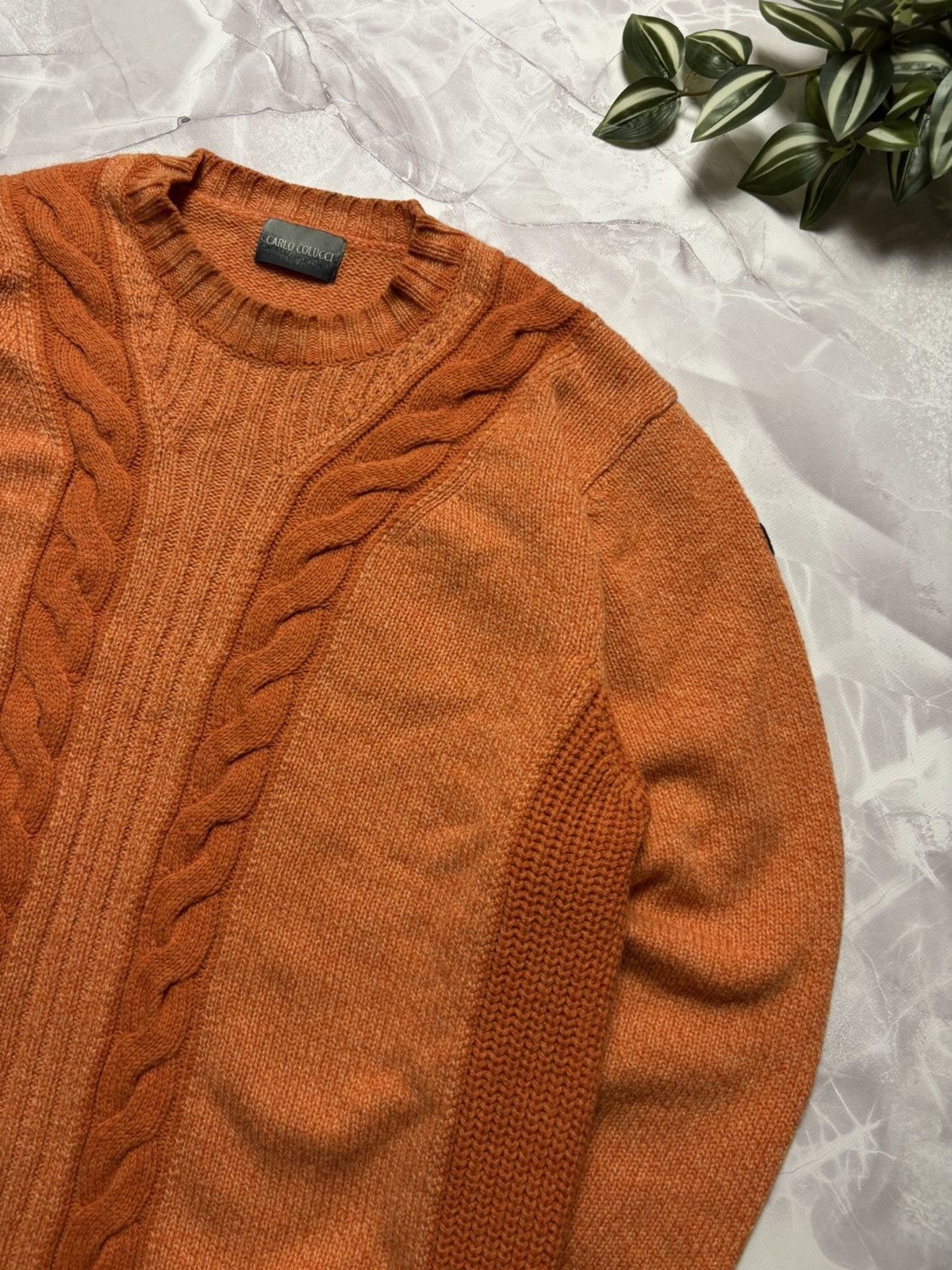 Carlo Colucci Carlo Colucci Sweater Cable Knit Wool Vintage Orange Mens 52 Size US L / EU 52-54 / 3 - 3 Thumbnail