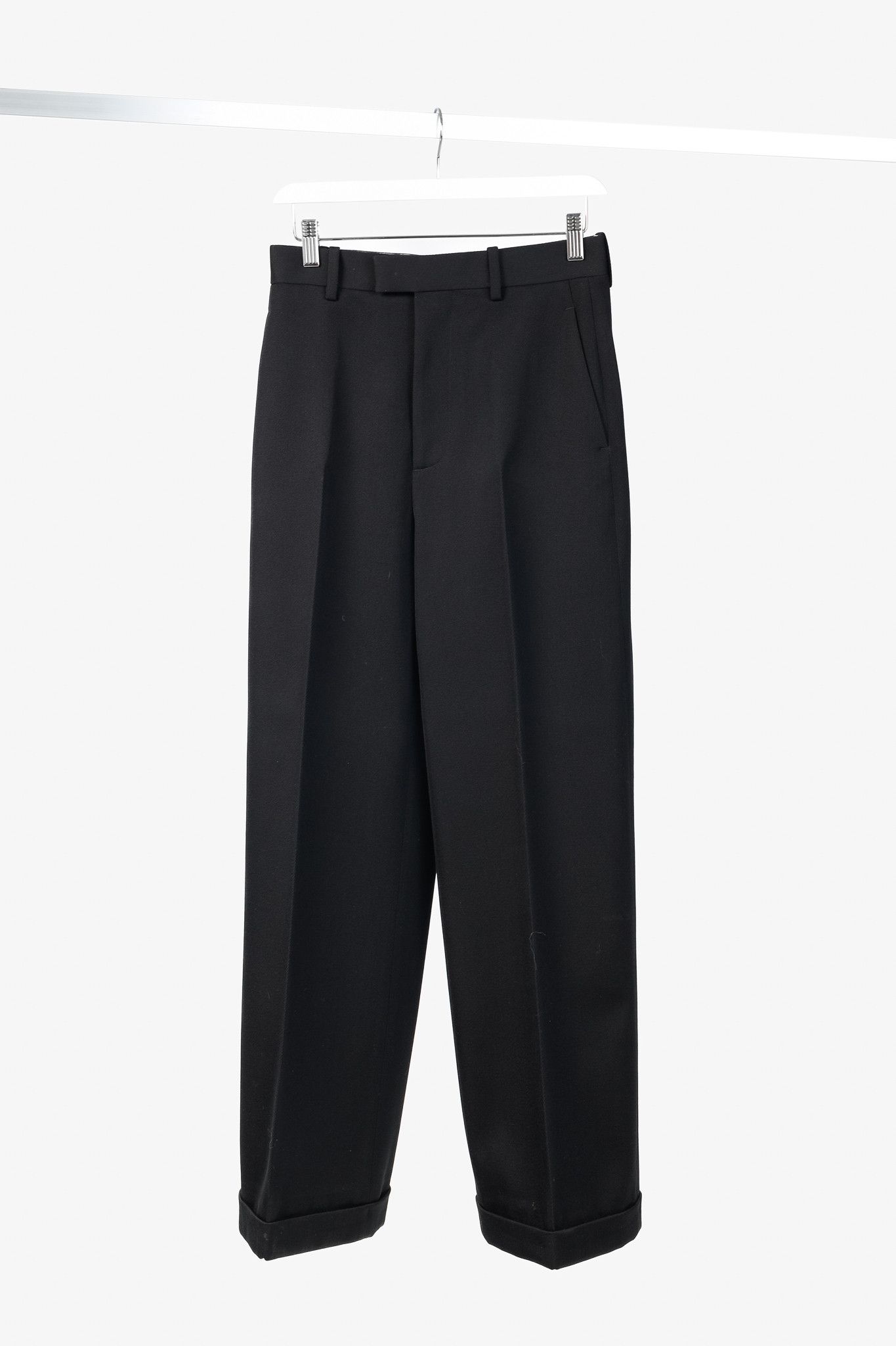 Bottega Veneta Bottega Veneta Black Wool-Twill Wide-Leg Trousers Size 27" / US 4 / IT 40 - 1 Thumbnail