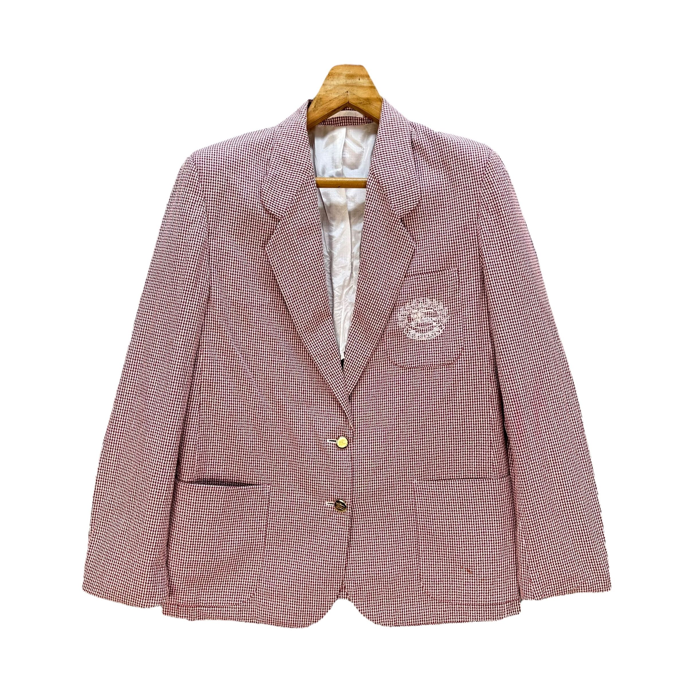 90’s BURBERRYS Embroidery Logo Small Check Blazer #A65-1565