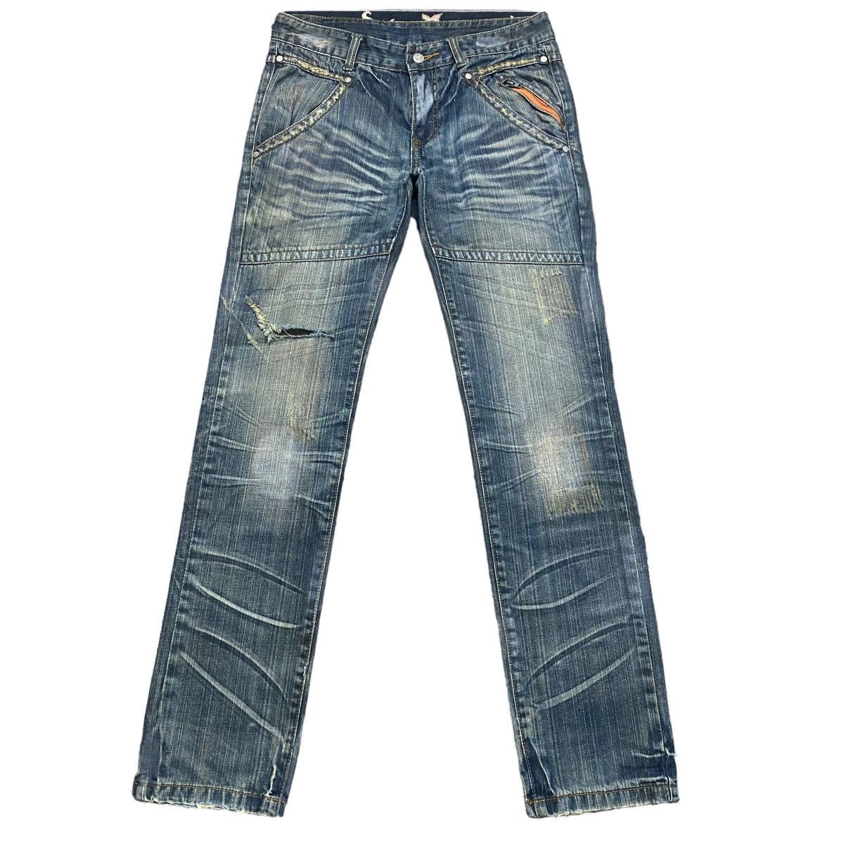 Japanese Brand Hiderock Design Clawmark Skull Denim Jeans Size US 31 - 2 Thumbnail