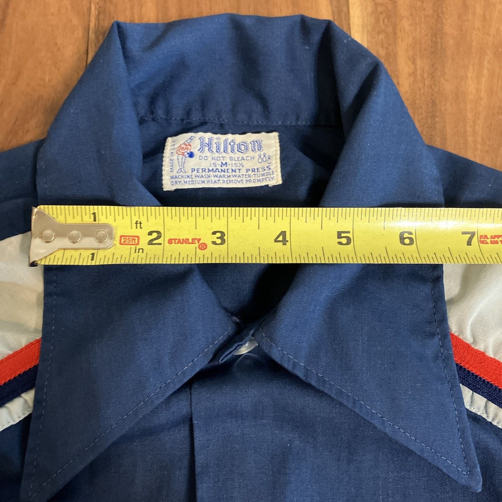 Other Vtg1970s Hilton Chain Stitch Mens Medium Bowling Shirt Navy Size US M / EU 48-50 / 2 - 8 Thumbnail