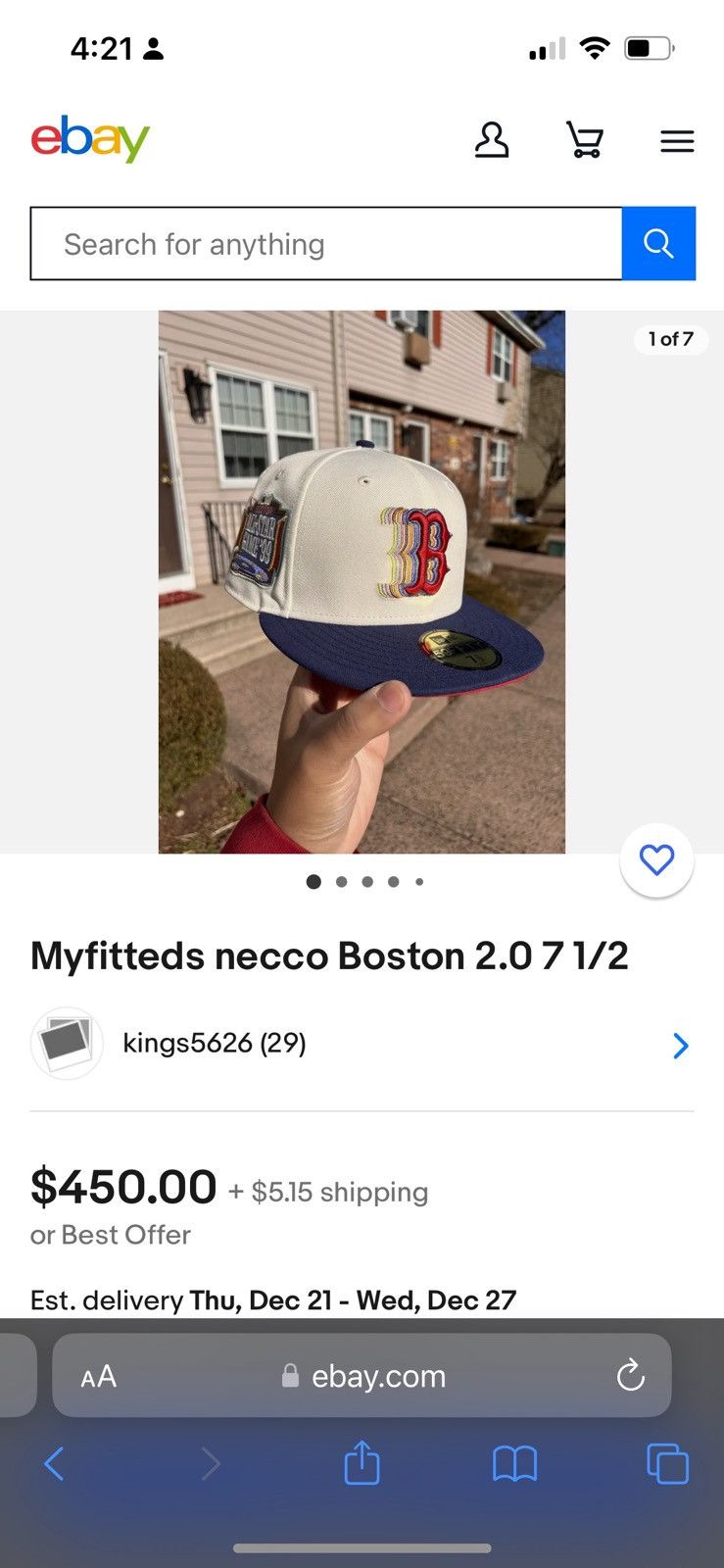 New Era Boston Red Sox Fitted Size ONE SIZE - 4 Thumbnail