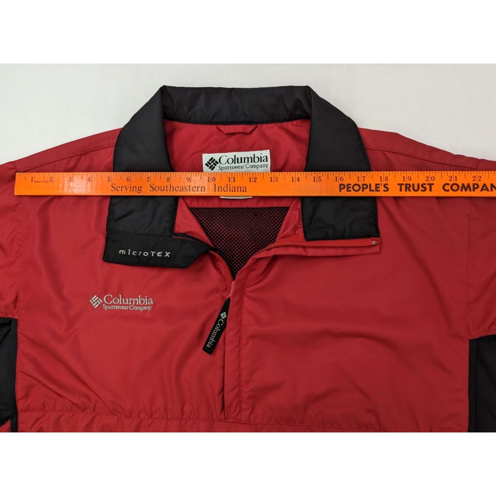 Vintage Columbia Packable Windbreaker Pullover Jacket Men XL Red Black Lightweight Microtex Packable Hooded Stand-Up Collar Size US XL / EU 56 / 4 - 6 Thumbnail