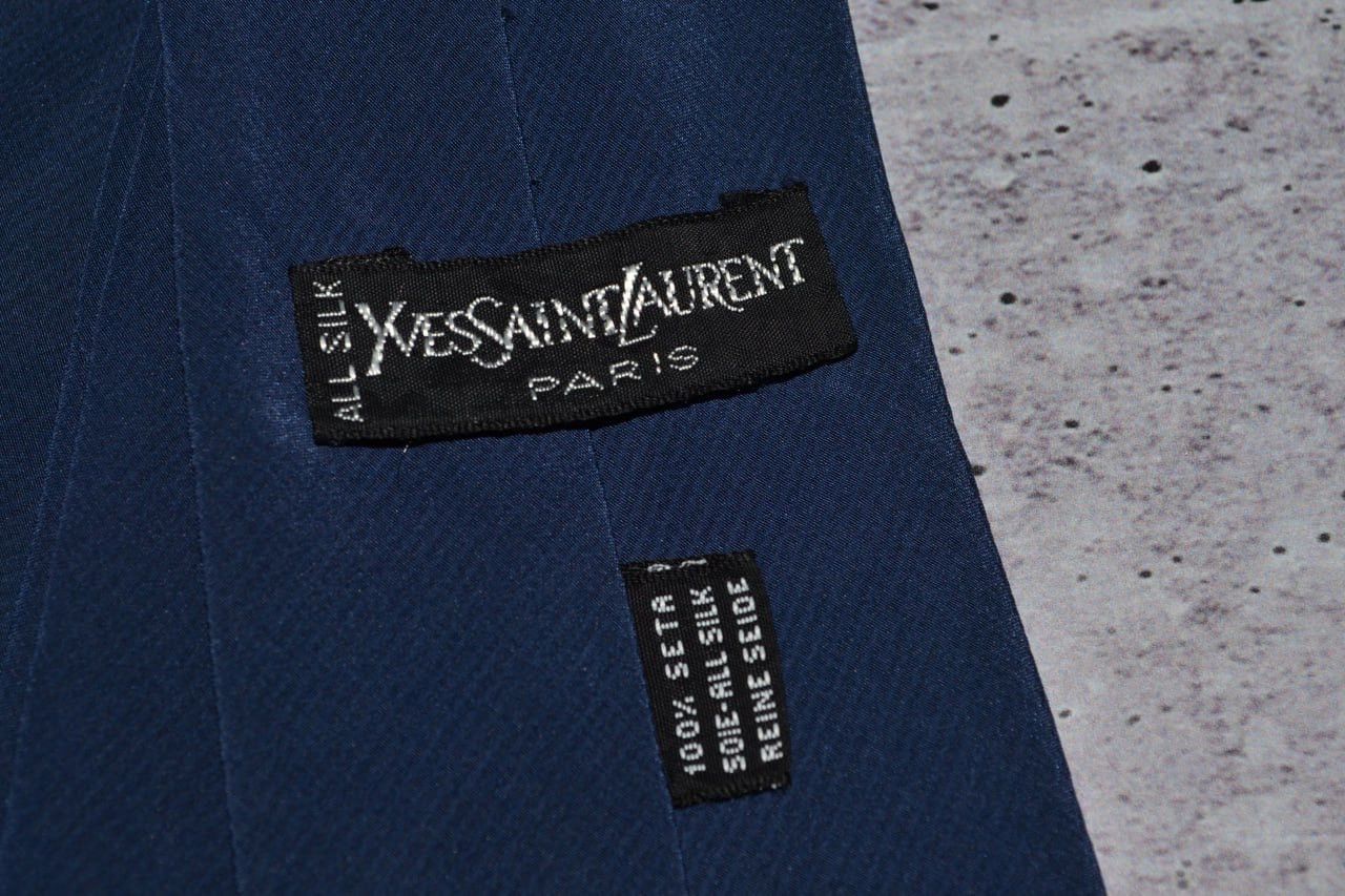 Vintage × Yves Saint Laurent Vintage Tie Yves Saint Laurent Blue Silk Size ONE SIZE - 7 Thumbnail
