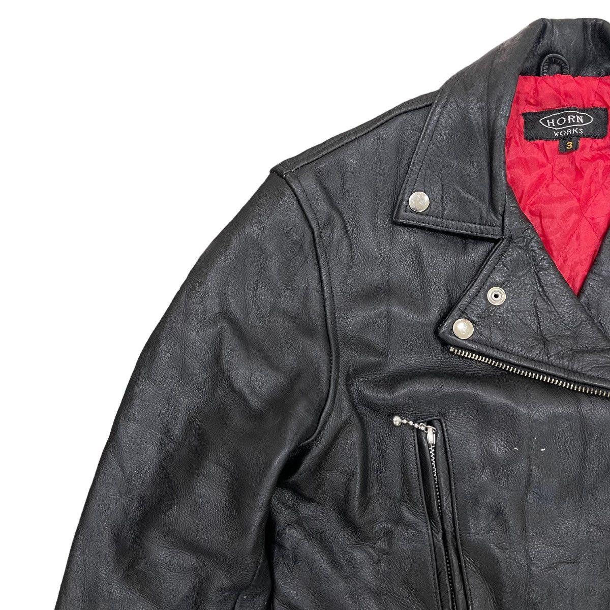 Genuine Leather × Vintage Horn Work Genuine Leather Punk Motorcycle Bikers Jacket Size M / US 6-8 / IT 42-44 - 4 Thumbnail