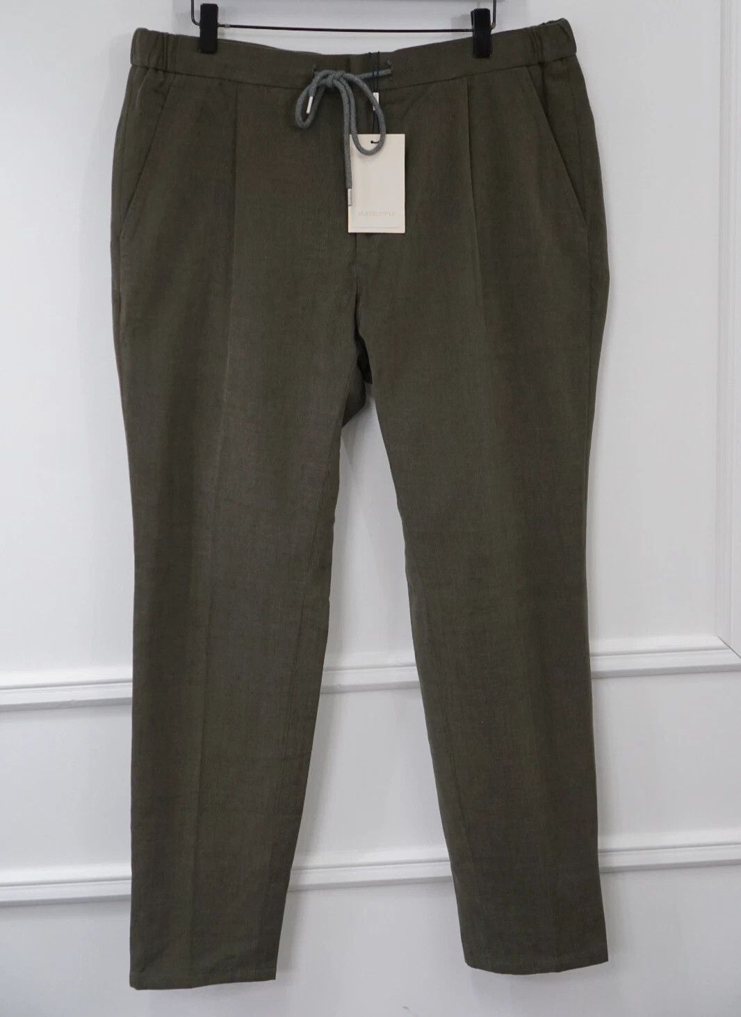 Suitsupply Men Suitsupply Trousers Ames Pleat ES Cotton Green UK/US44 Size 44R - 1 Thumbnail