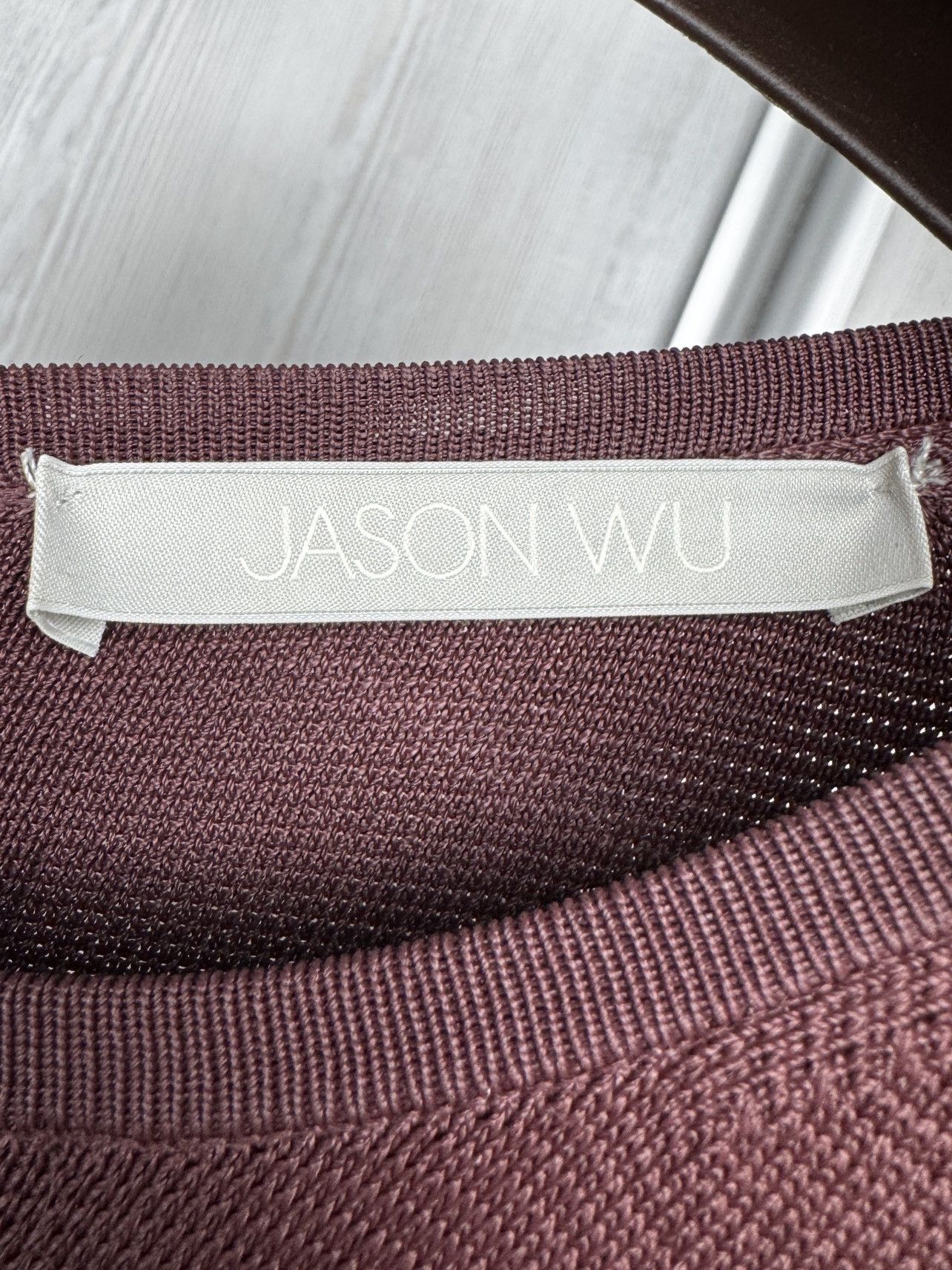 Women's Jason Wu Burgundy Short Sleeve Fit Flared Knit Dress