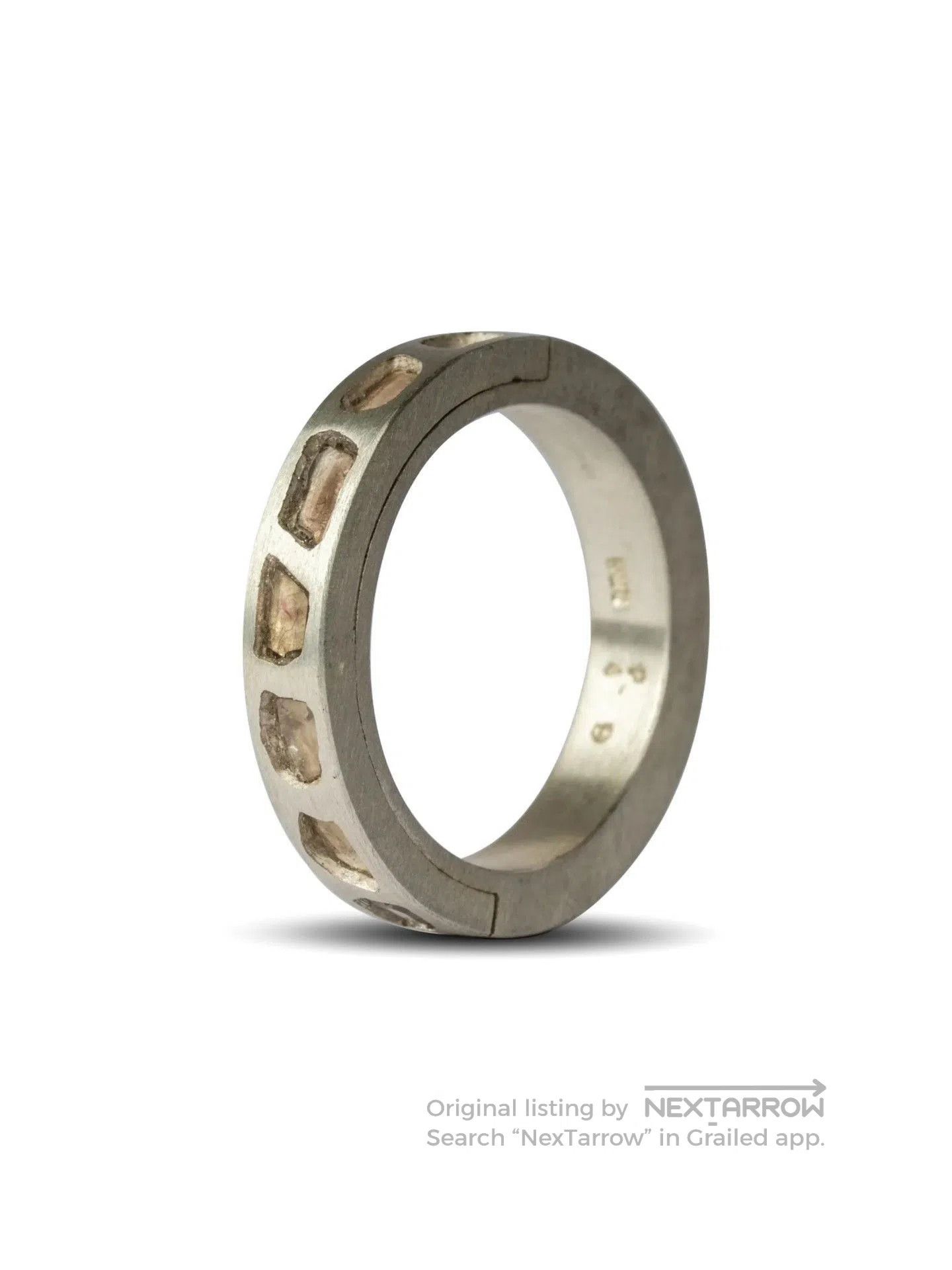 System Diamond Slabs 925 Silver Ring. Size ONE SIZE - 2 Thumbnail