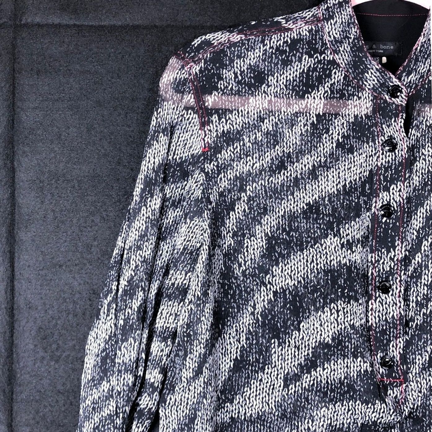 Rag & Bone Rag & Bone Womens Blouse Zebra Print Pullover Henley Maris 100% Silk XS Size XS / US 0-2 / IT 36-38 - 5 Thumbnail