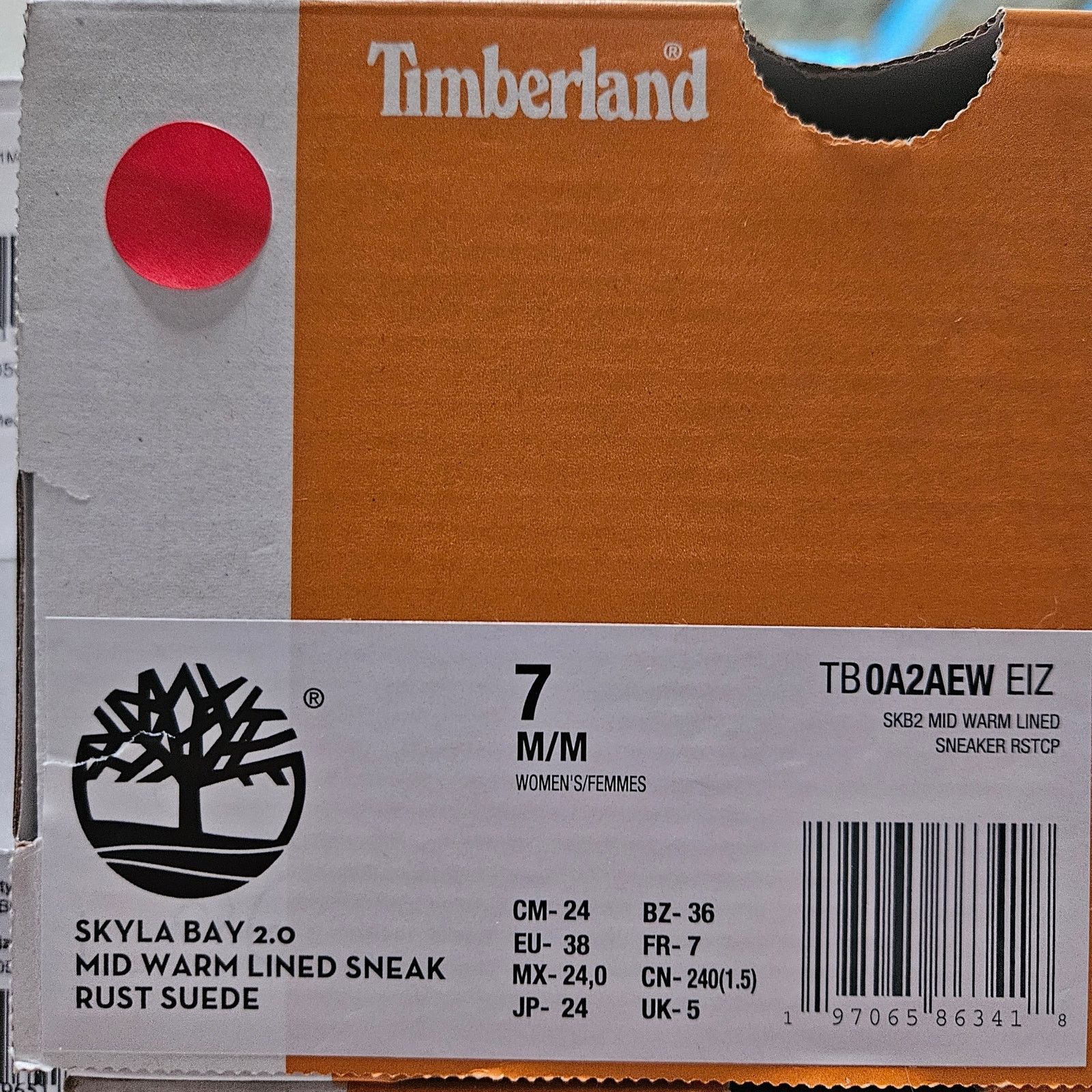 Timberland TIMBERLAND WOMEN'S 7 SKYLA BAY 2.0 MID WARM LINED SNEAKER Size US 7 / IT 37 - 3 Thumbnail