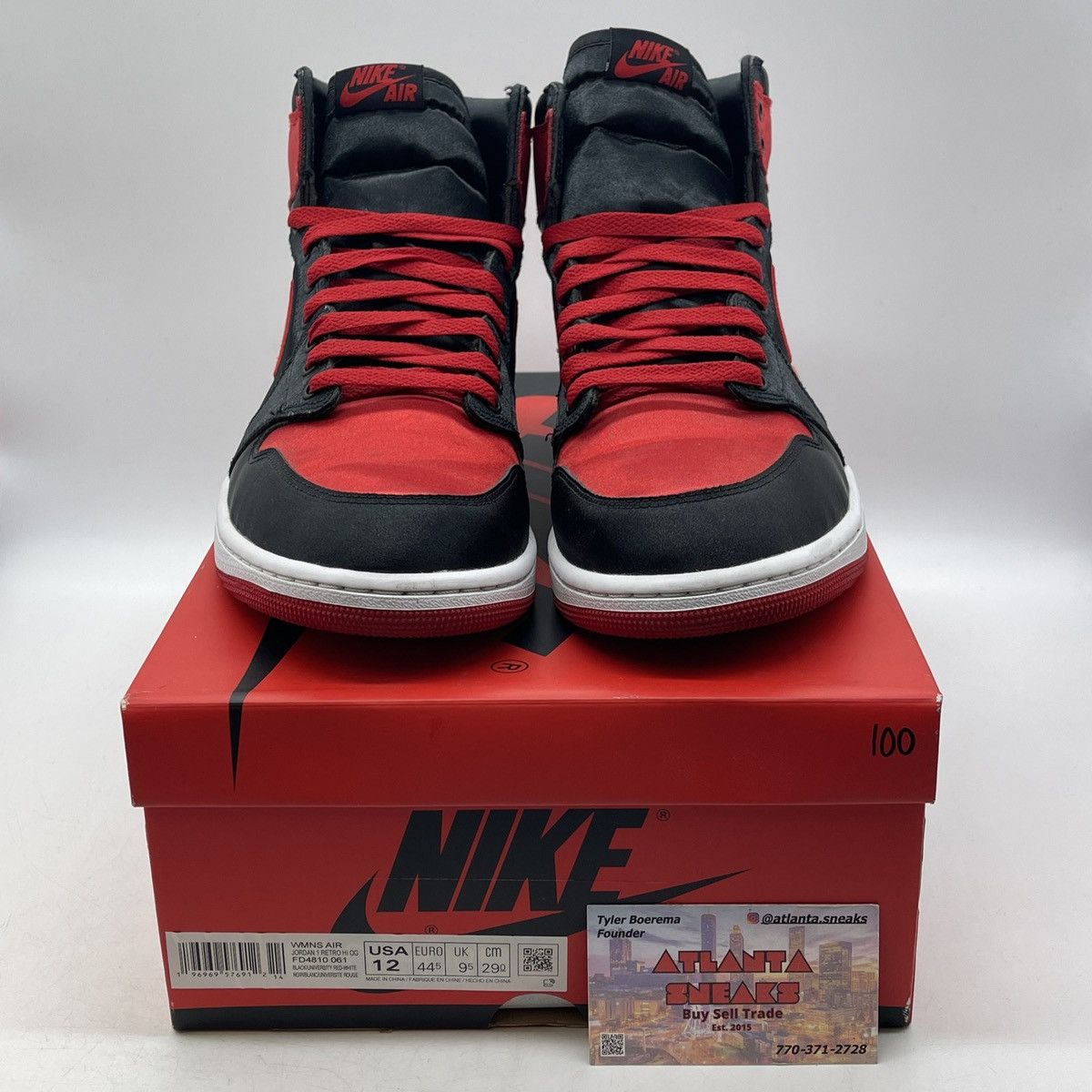 Nike Wmns air Jordan 1 high satin bred Size US 12 / EU 45 - 2 Thumbnail