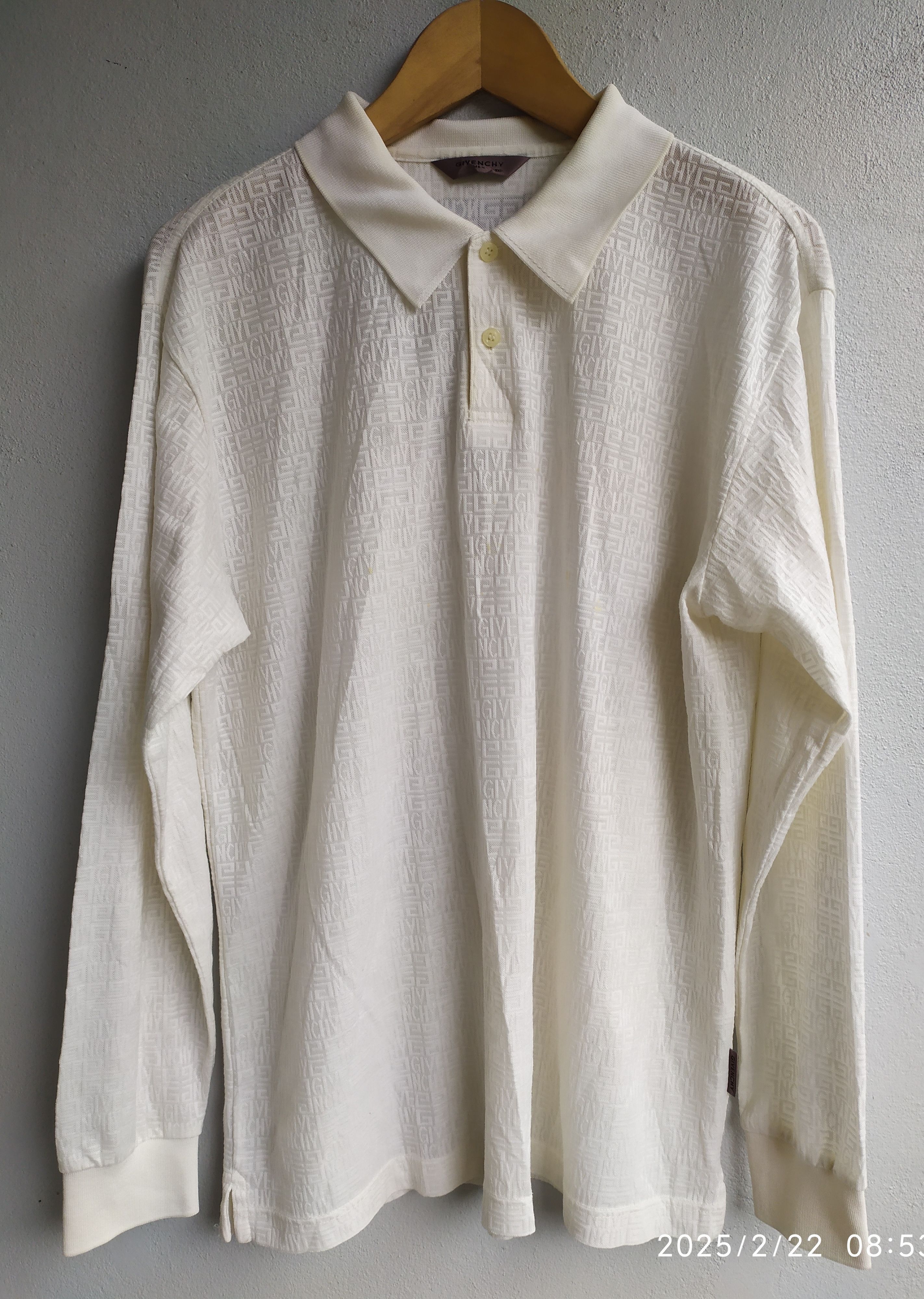 Givenchy × Vintage Givenchy Mesh Monogram Polo Shirt Size US L / EU 52-54 / 3 - 1 Thumbnail