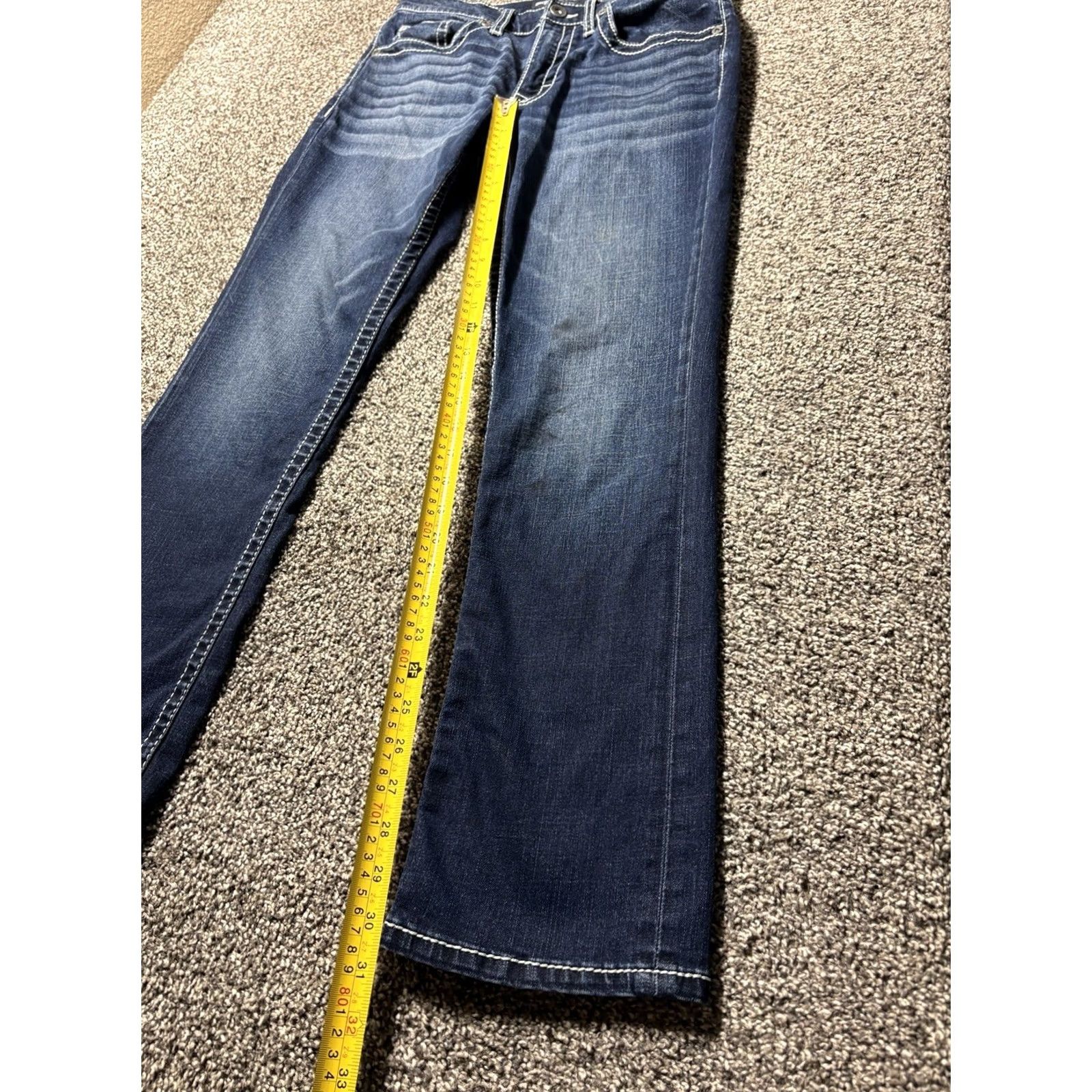 BKE BKE Jake Straight Jeans Mens 31x30 Dark Wash Stretch Denim Thick Stitch Flex Size US 31 - 5 Thumbnail