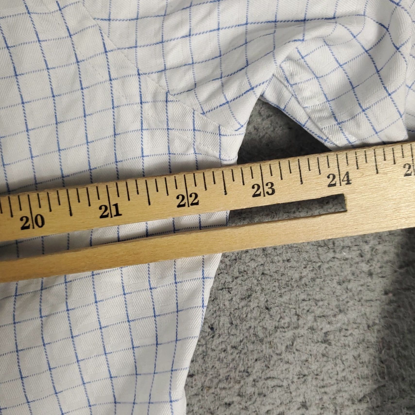 David Donahue David Donahue Shirt Mens Size 16 White Blue Check Dress Button Up Long Sleeve Shirt Dress Shirt White Cotton Woven Size 42R - 6 Thumbnail