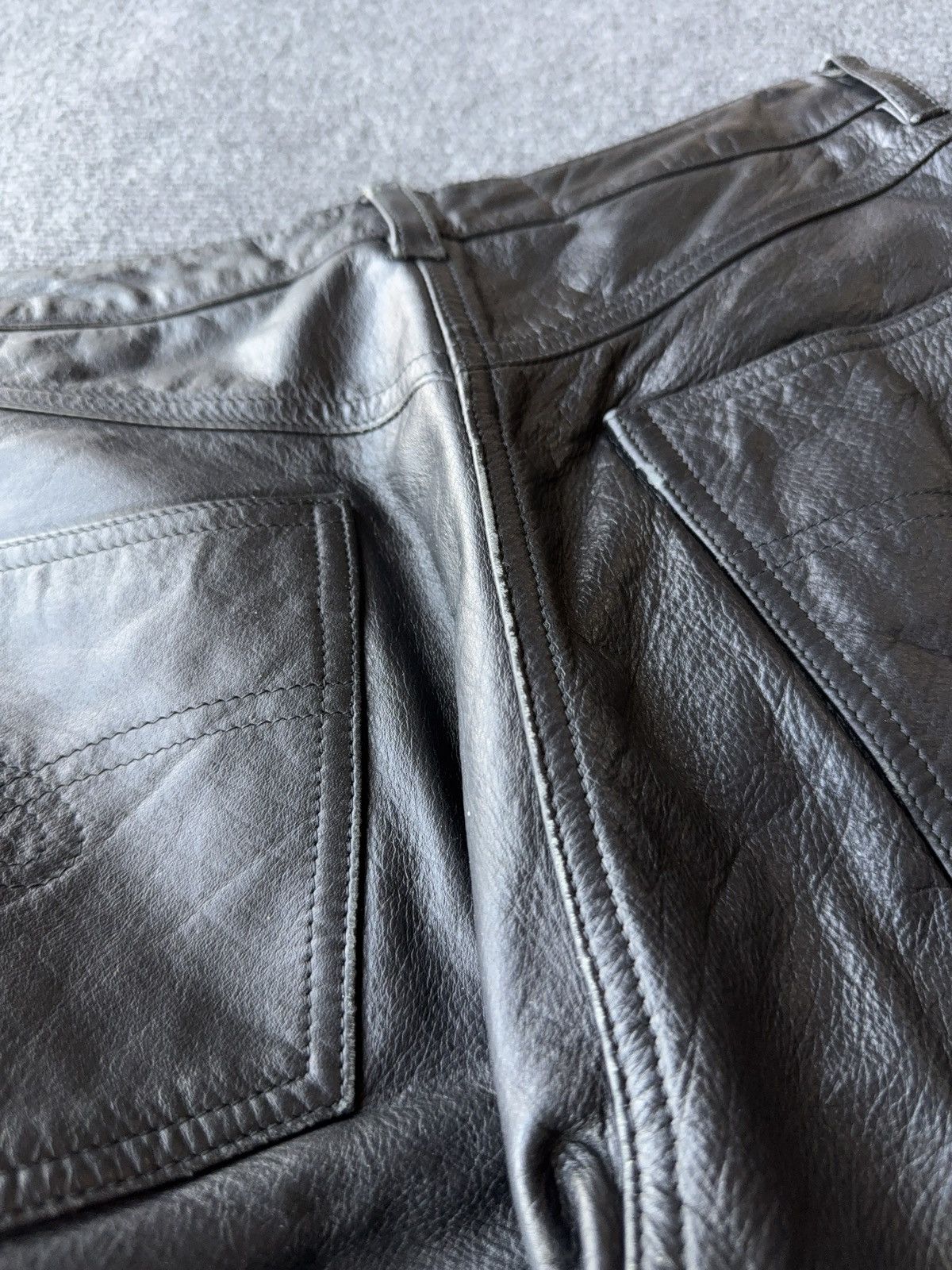 Genuine Leather Leather Biker MOTO Rock Punk Opium Chrome Style Pants Black Size US 29 - 19 Thumbnail