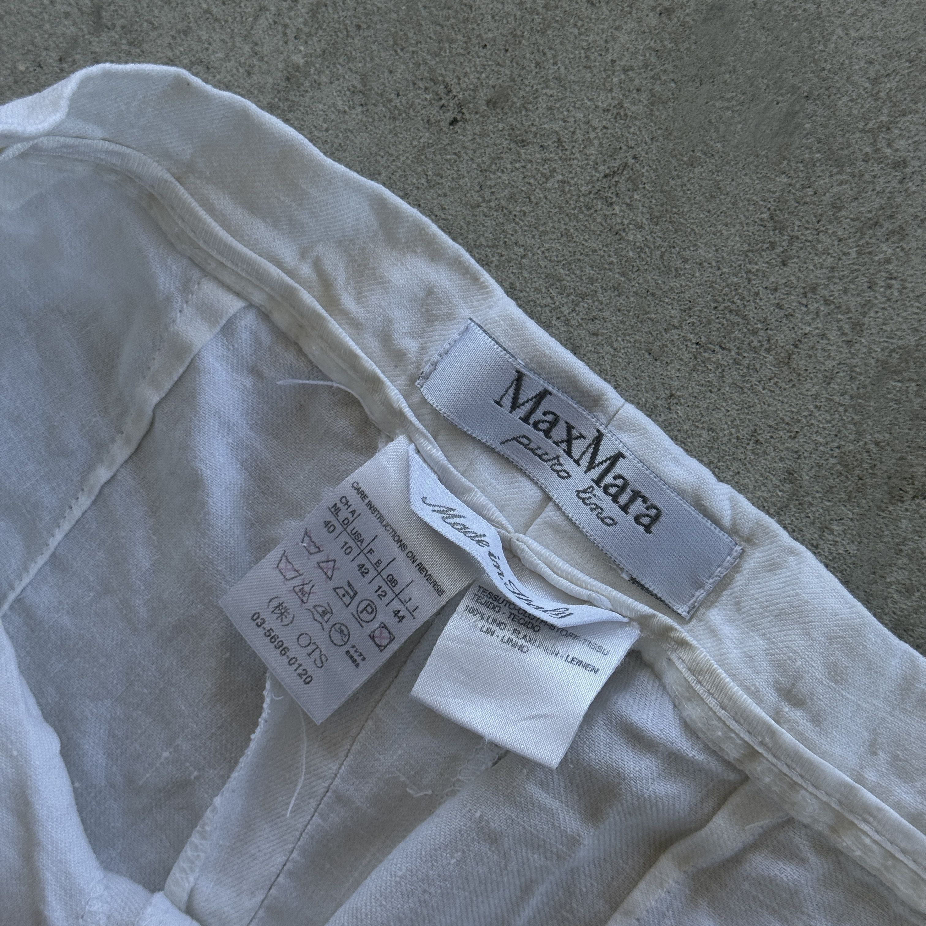 Vintage Max Mara Puro Lino White Linen Pants Made In Italy Size 32" / US 10 / IT 46 - 5 Thumbnail