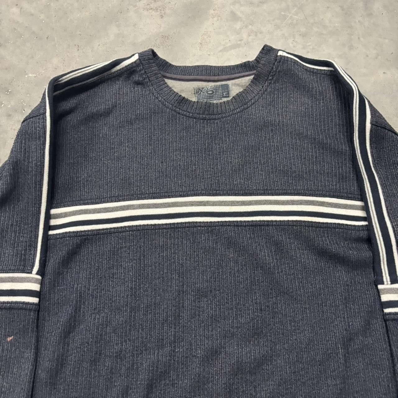 Japanese Brand × Vintage Crazy Vintage Y2K/2000s Grunge Blue Striped Skater Essential Sweater! Size US XL / EU 56 / 4 - 2 Thumbnail