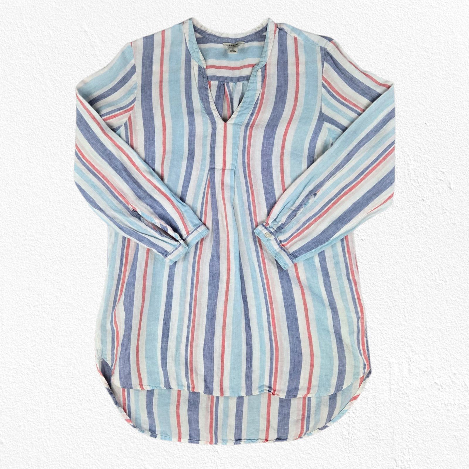 L.L. Bean L.L. Bean 100% Linen Blue White Stripe Tunic Size Small Size S / US 4 / IT 40 - 2 Thumbnail