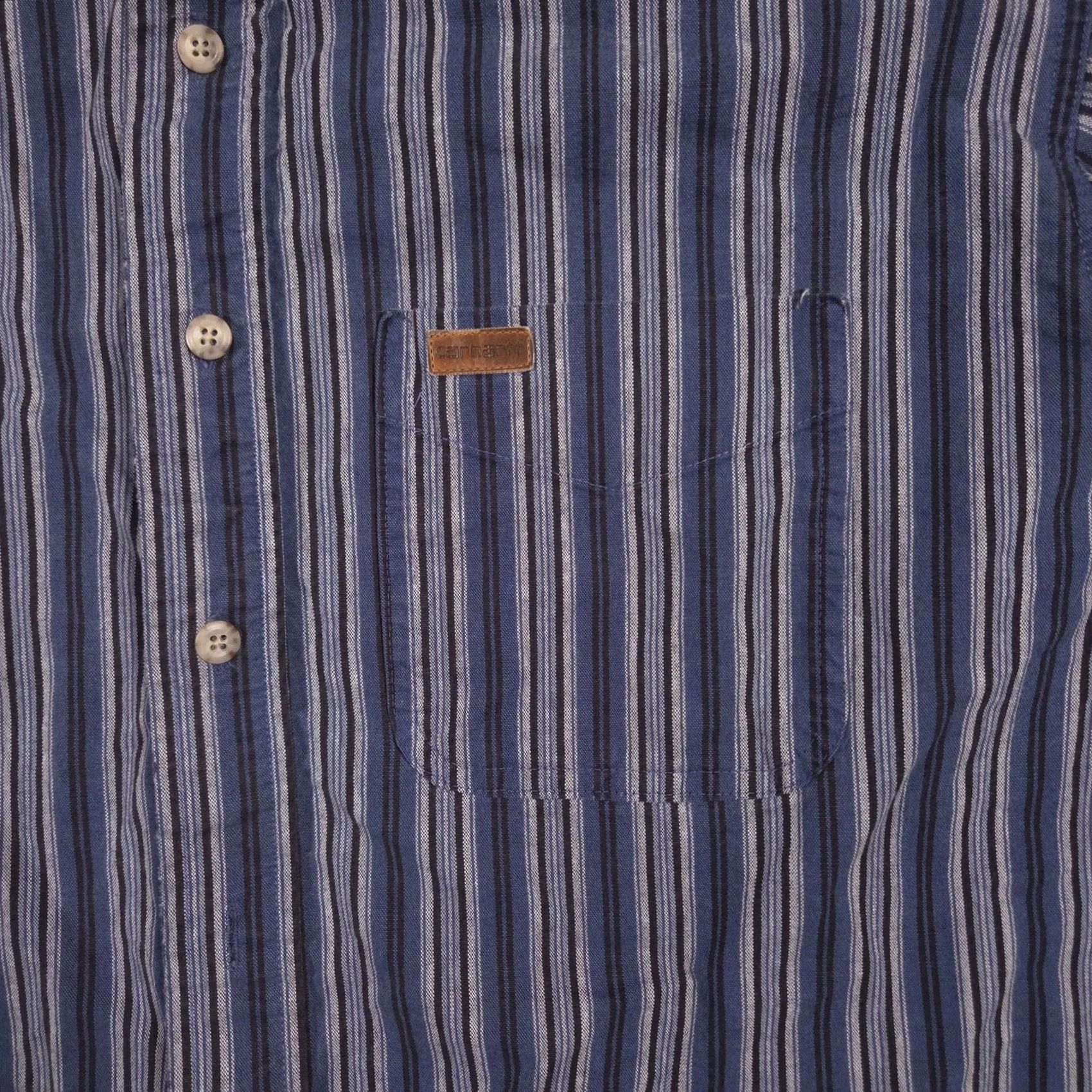 Carhartt VINTAGE Carhartt Shirt Mens XL Blue Stripe Button Front Long Sleeve Casual Workwear Size US XL / EU 56 / 4 - 5 Thumbnail
