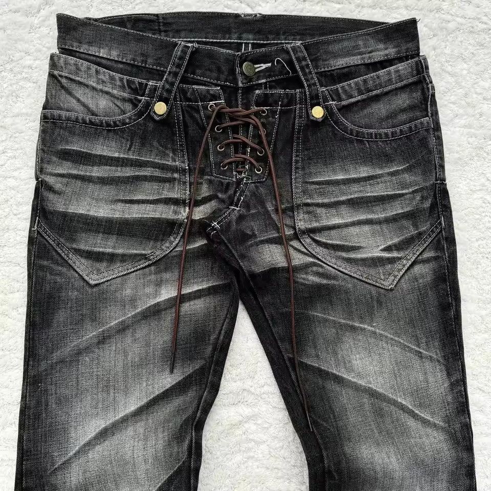 Japanese Brand Y2k Flared Lace Up Jean Size US 33 - 3 Thumbnail