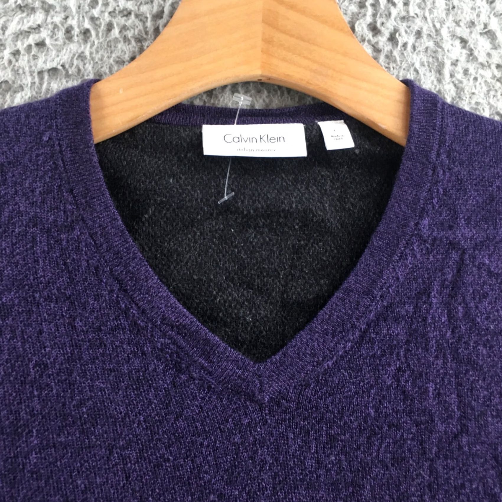 Calvin Klein Calvin Klein Sweater Womens 8 Purple Merino Wool Long Sleeve V-Neck Pullover Knit Casual Fall Winter Size M / US 6-8 / IT 42-44 - 3 Thumbnail