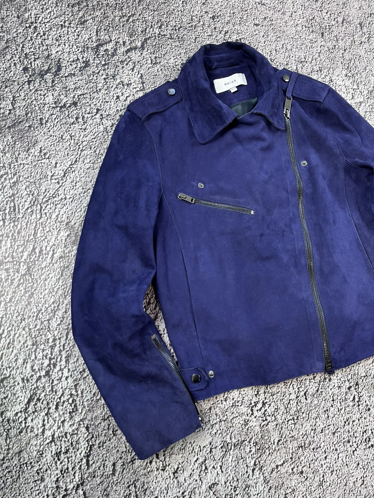 Reiss Vintage Reiss Womens Premium Perfecto SUEDE BIKER JACKET Size M / US 6-8 / IT 42-44 - 3 Thumbnail
