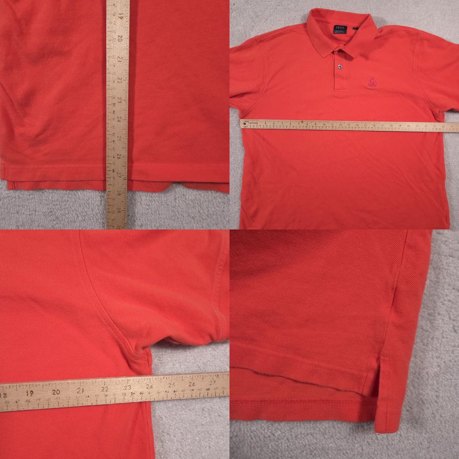 Izod IZOD Polo Shirt Mens XL Orange Silk Wash Pique Embroidered Crest Golf Short Sleeve Size US XL / EU 56 / 4 - 8 Thumbnail