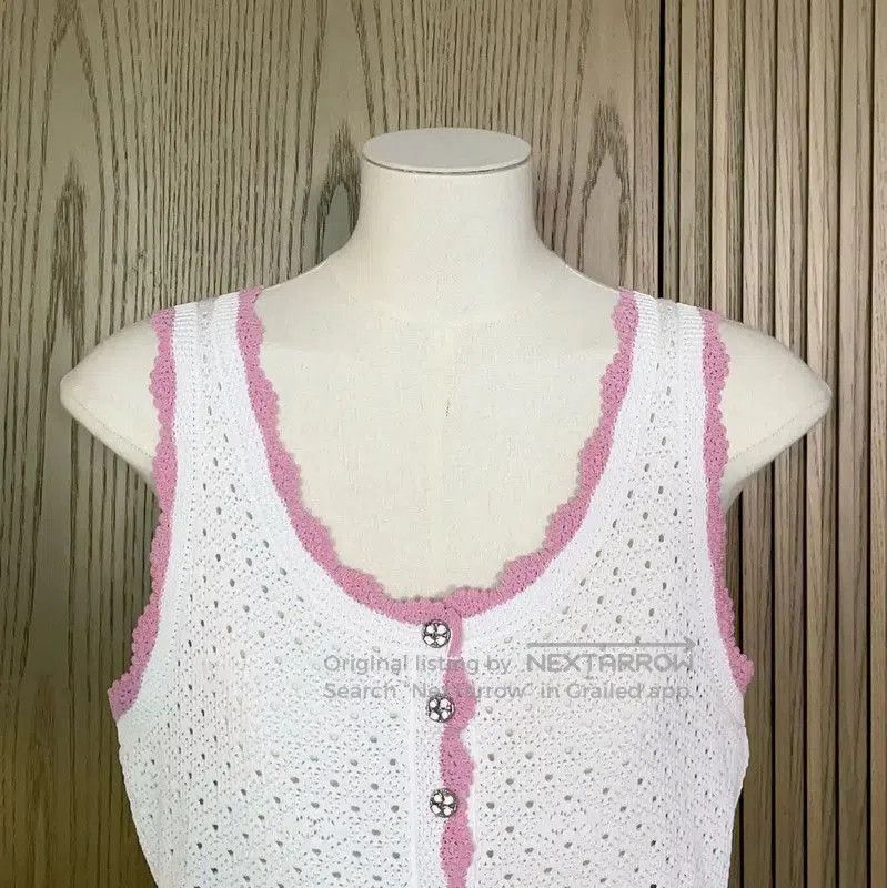 Chanel Chanel Summer White Cotton Vest with Pink Trim . Size S / US 4 / IT 40 - 3 Thumbnail