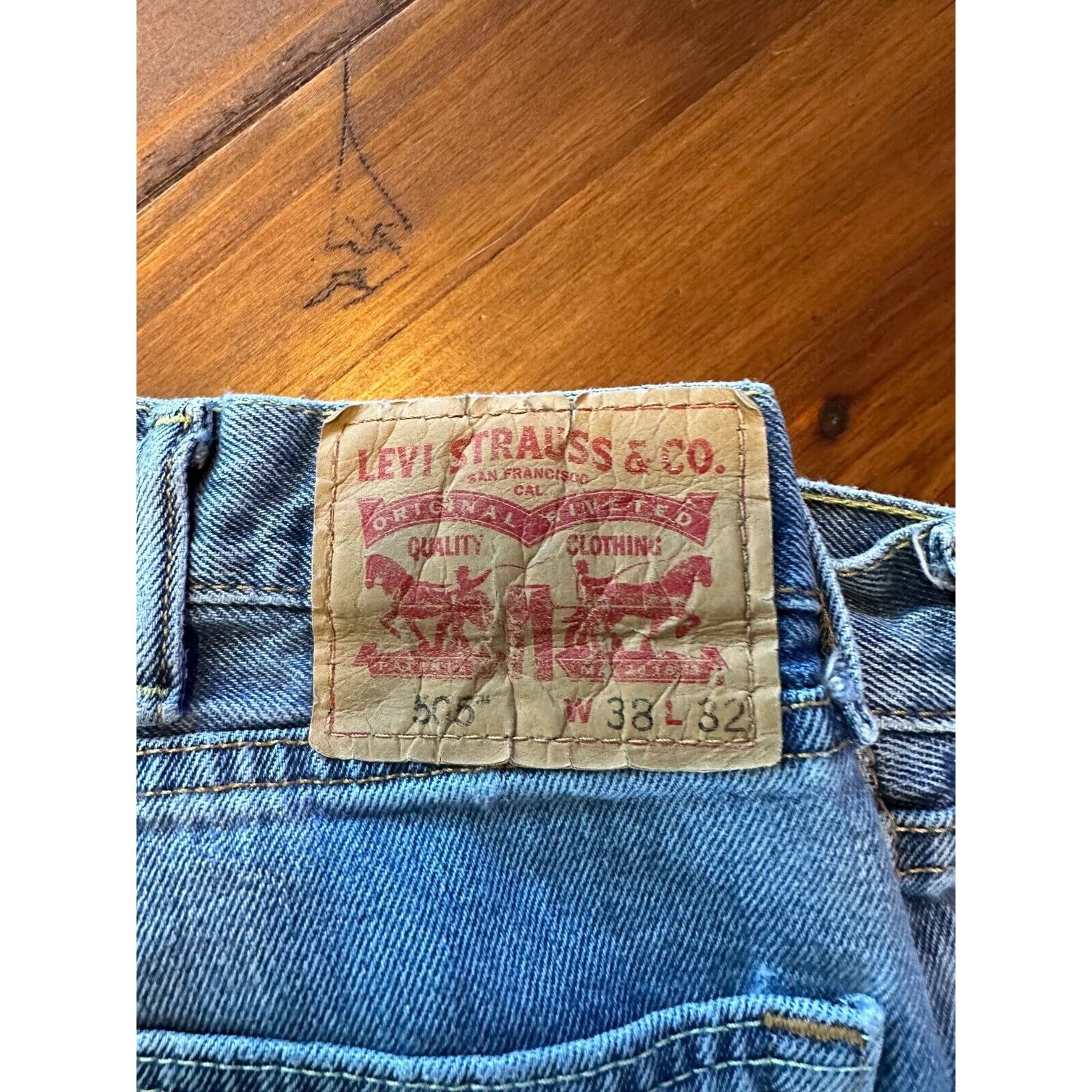 Levi's Levis 505 Regular Fit Jeans 38x32 Blue Light Wash, Distress Size US 38 / EU 54 - 4 Thumbnail